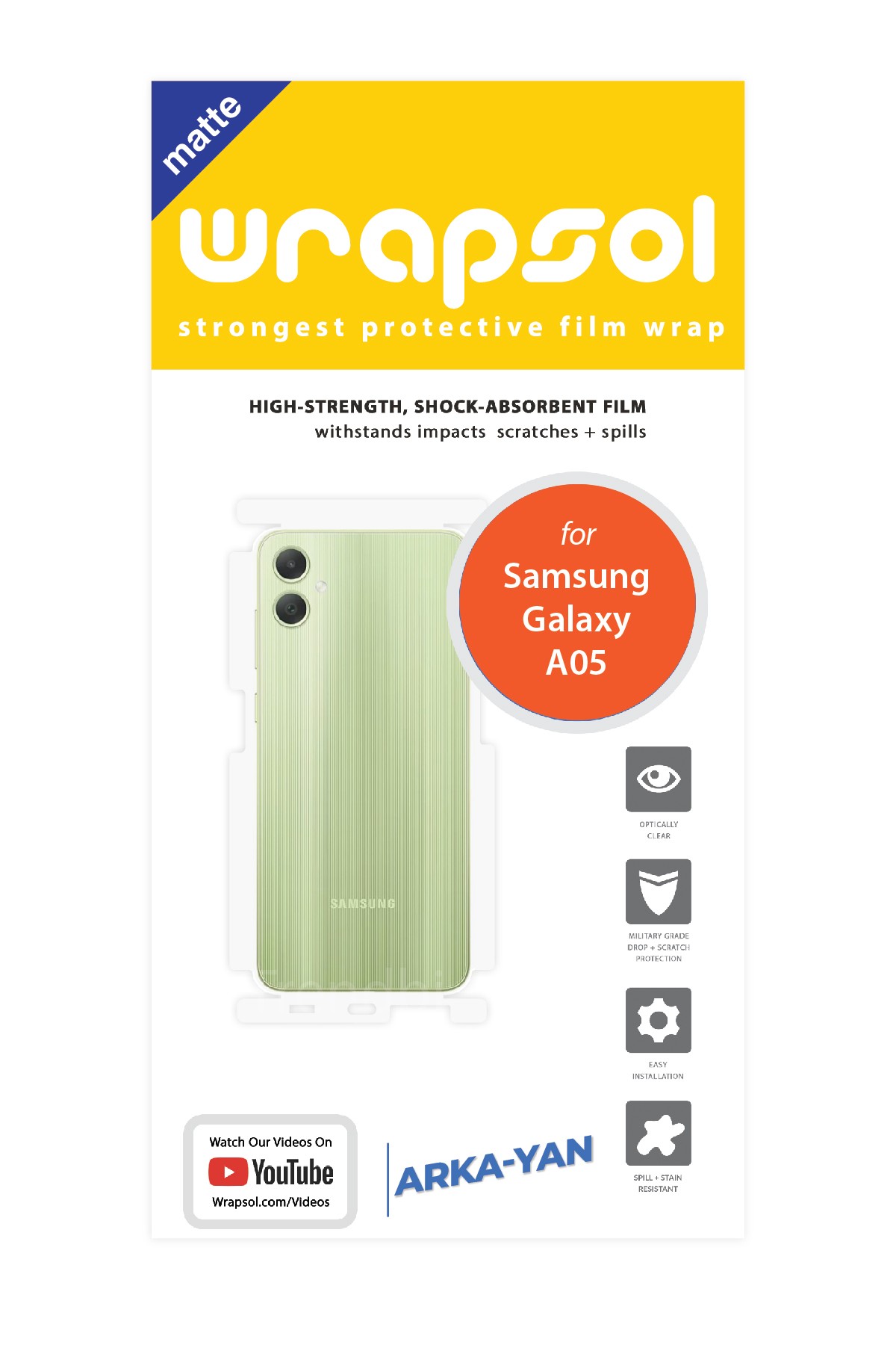 Samsung Galaxy A05 - Arka/Yan Koruyucu Mat Şeffaf Poliüretan Film (150 micron)