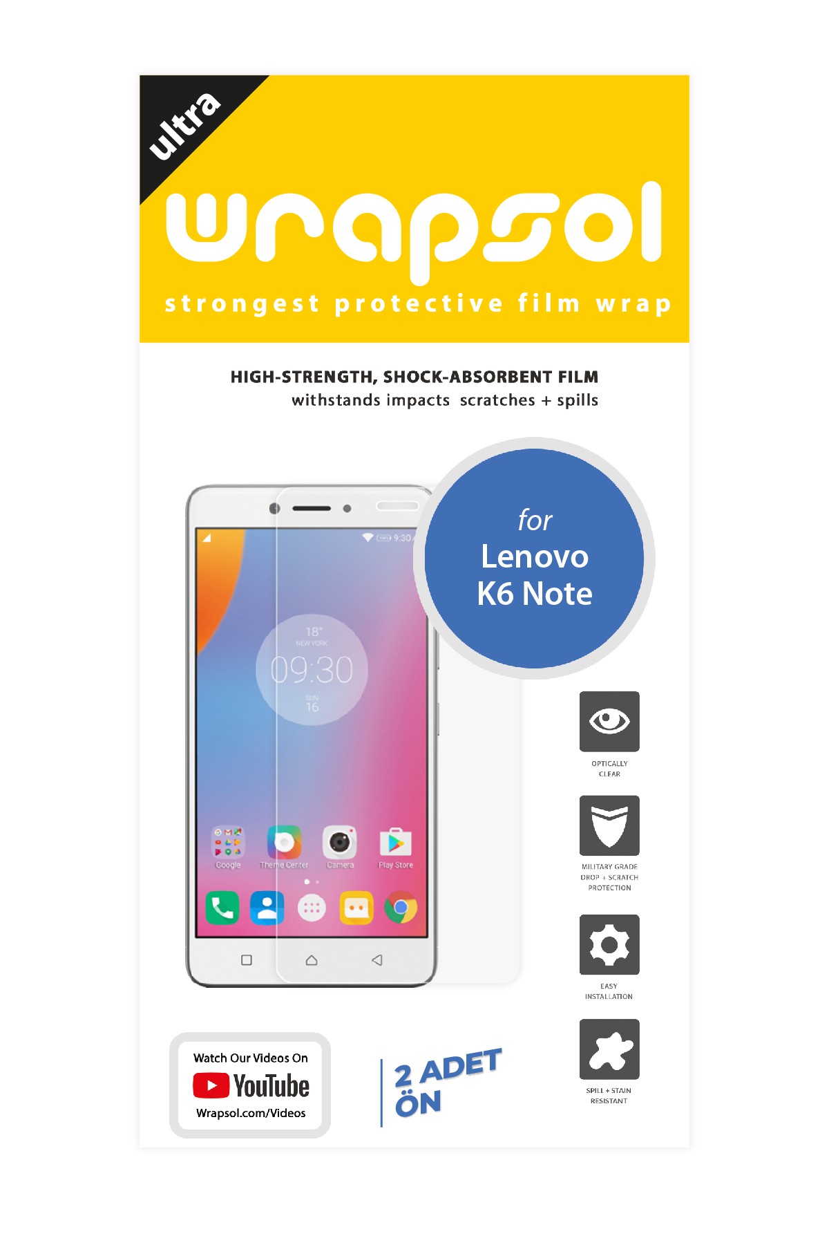 Lenovo K6 Note - Ekran Koruyucu Parlak Şeffaf Poliüretan Film (150 mikron)