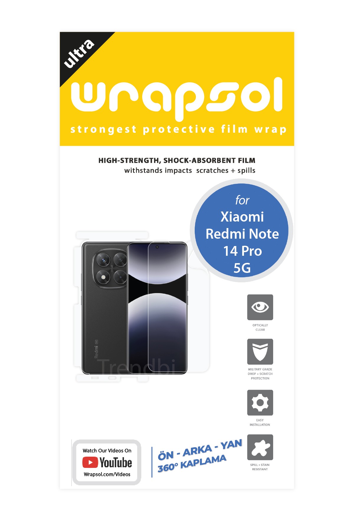 Xiaomi Redmi Note 14 Pro 5g - Fullbody Koruyucu Parlak Şeffaf Poliüretan Film (150 micron)
