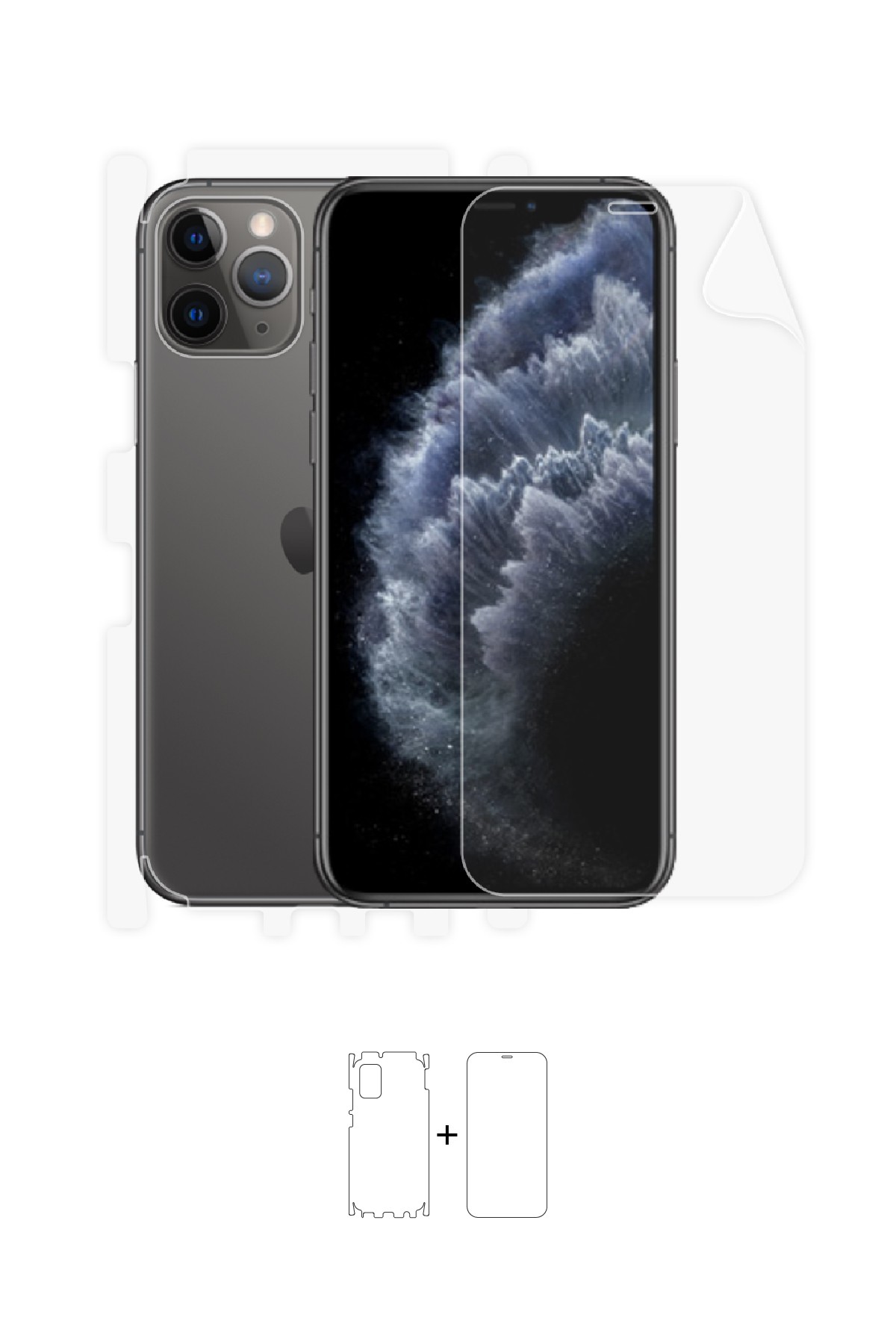iPhone 11 Pro - Fullbody Koruyucu Parlak Şeffaf Poliüretan Film (150 micron)