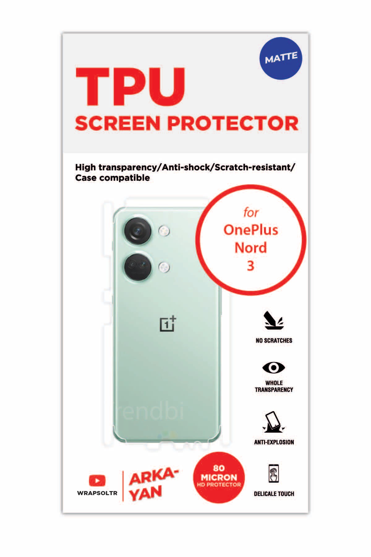 Oneplus Nord 3 - Arka/Yan Koruyucu Mat TPU Film (80 micron)