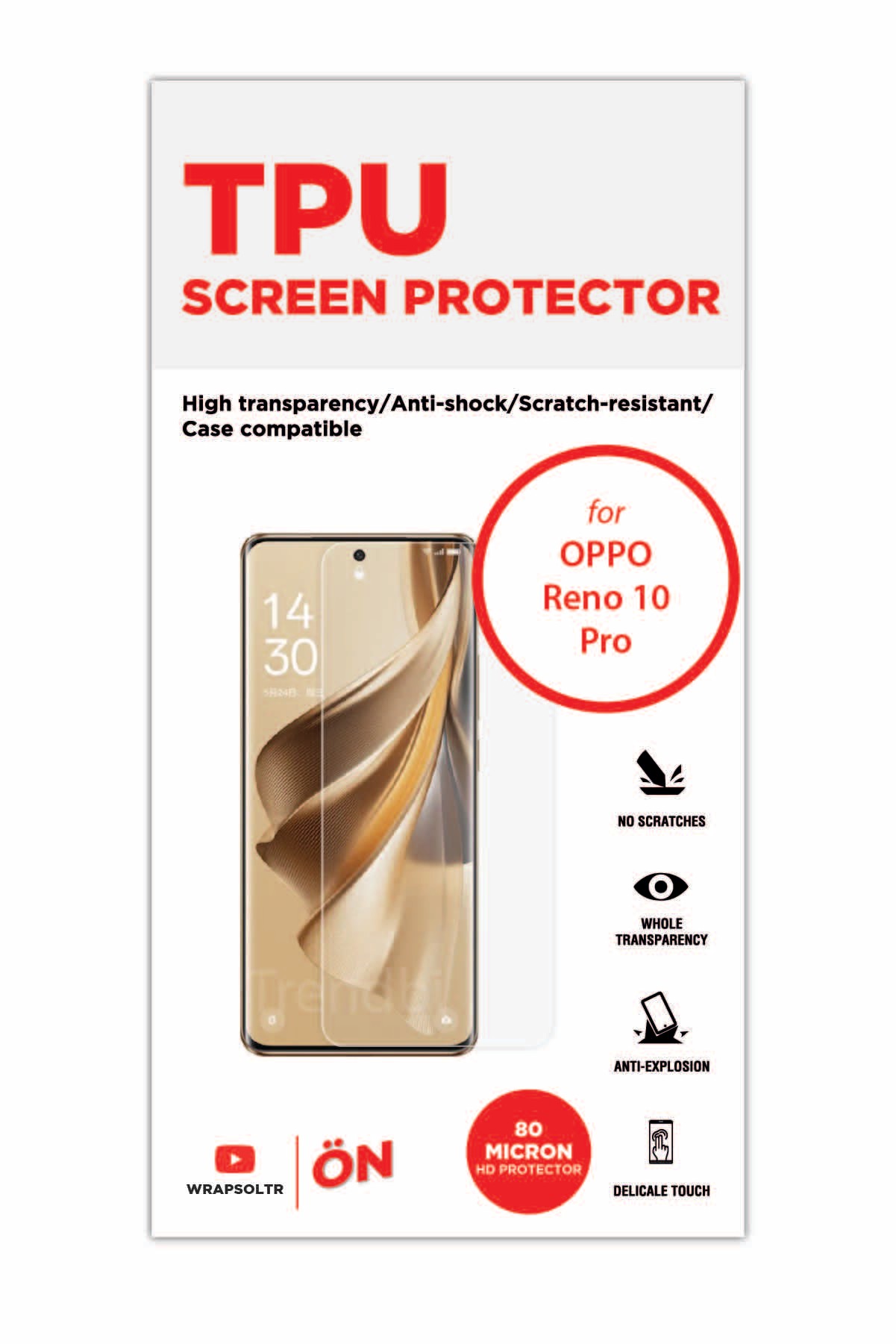 Oppo Reno 10 Pro - Ekran Koruyucu Parlak Şeffaf TPU Film (80 micron)