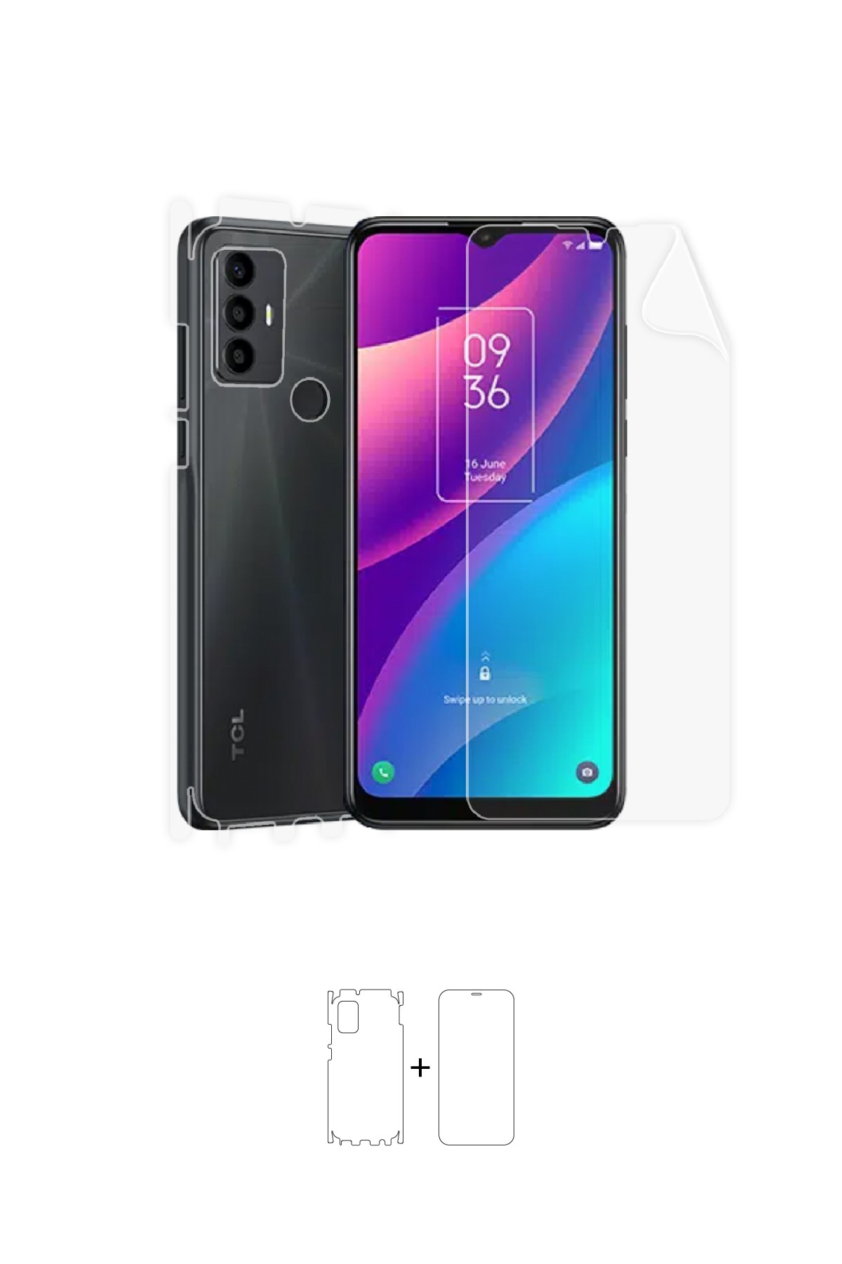 TCL 30 SE - Fullbody Koruyucu Parlak Şeffaf Poliüretan Film (150 micron)