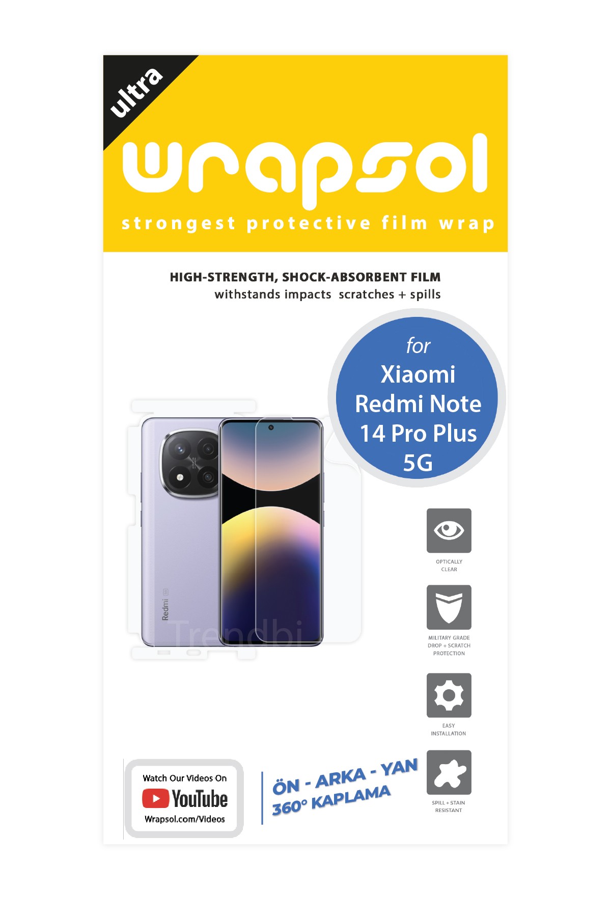 Xiaomi Redmi 14 Pro Plus 5g - Fullbody Koruyucu Parlak Şeffaf Poliüretan Film (150 micron)