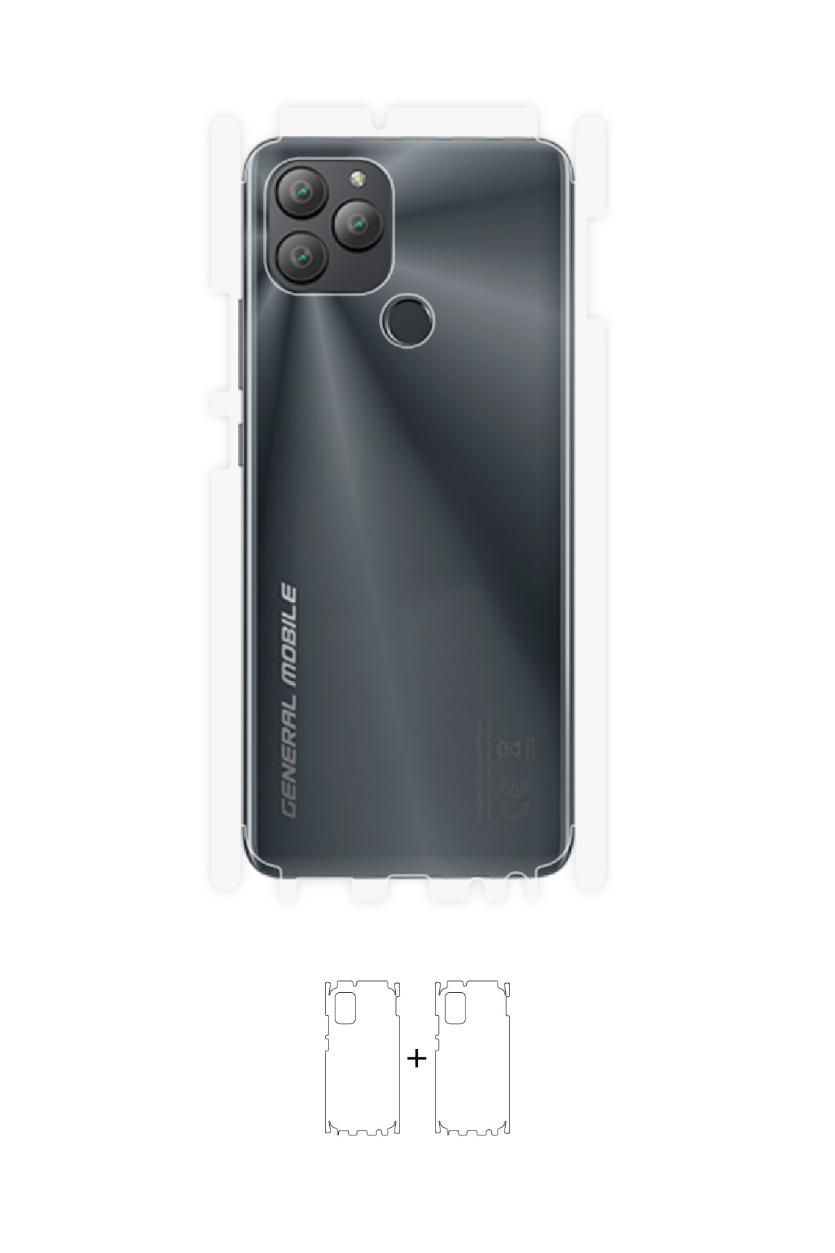 General Mobile GM 22 Plus - Arka/Yan Koruyucu Parlak Şeffaf Poliüretan Film (150 micron)