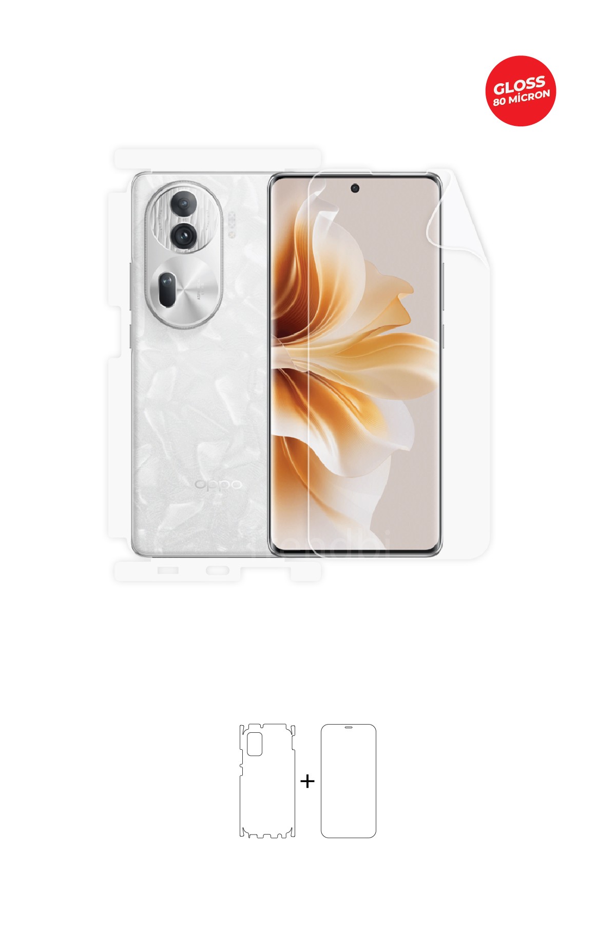 Oppo Reno 11 Pro - Fullbody Koruyucu Parlak Şeffaf TPU Film (80 micron)