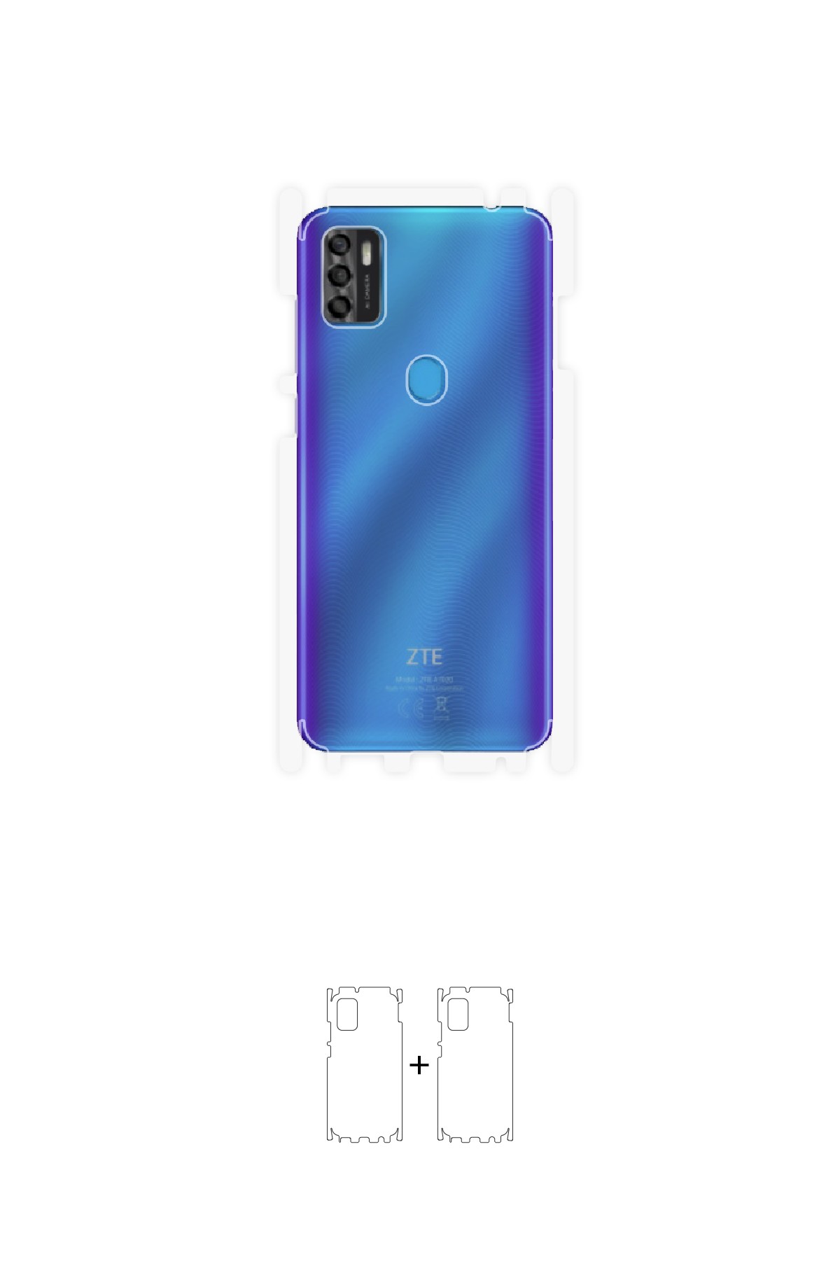 ZTE Blade A7s 2020 - Arka/Yan Koruyucu Parlak Şeffaf Poliüretan Film (150 micron)