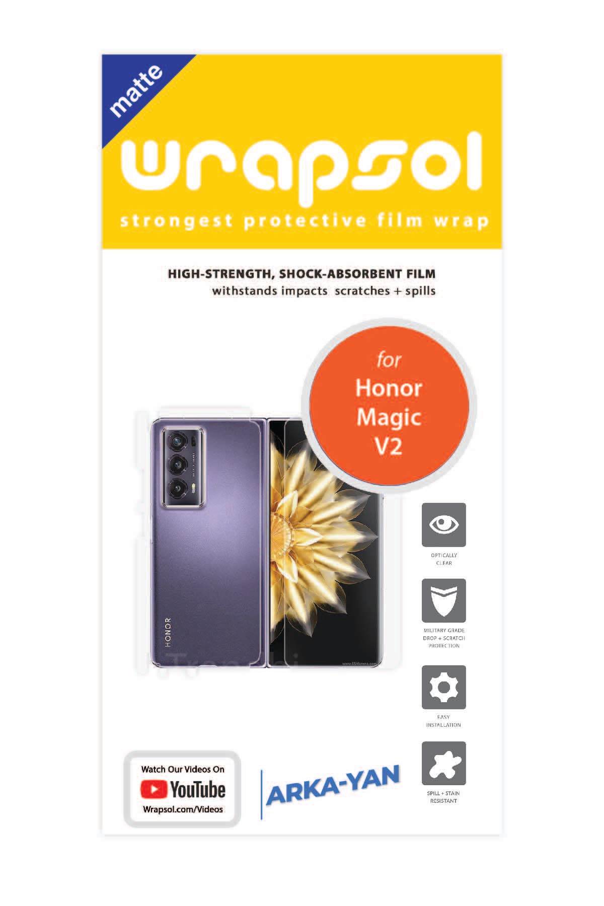 Honor Magic V2 - Arka/Yan Koruyucu Mat Şeffaf Poliüretan Film (150 micron)