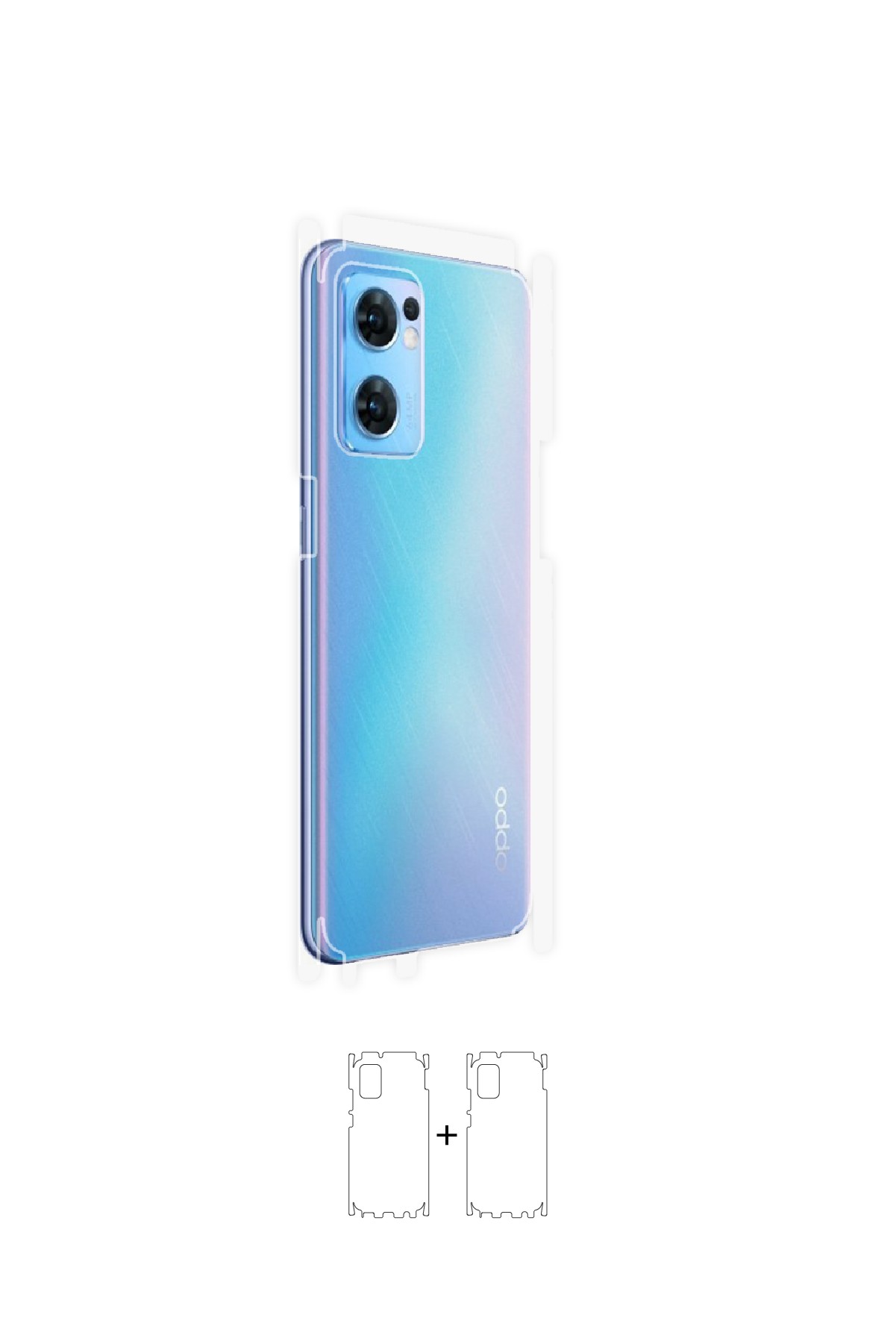 Oppo Reno 7 5G - Arka/Yan Koruyucu Parlak Şeffaf Poliüretan Film (150 micron)
