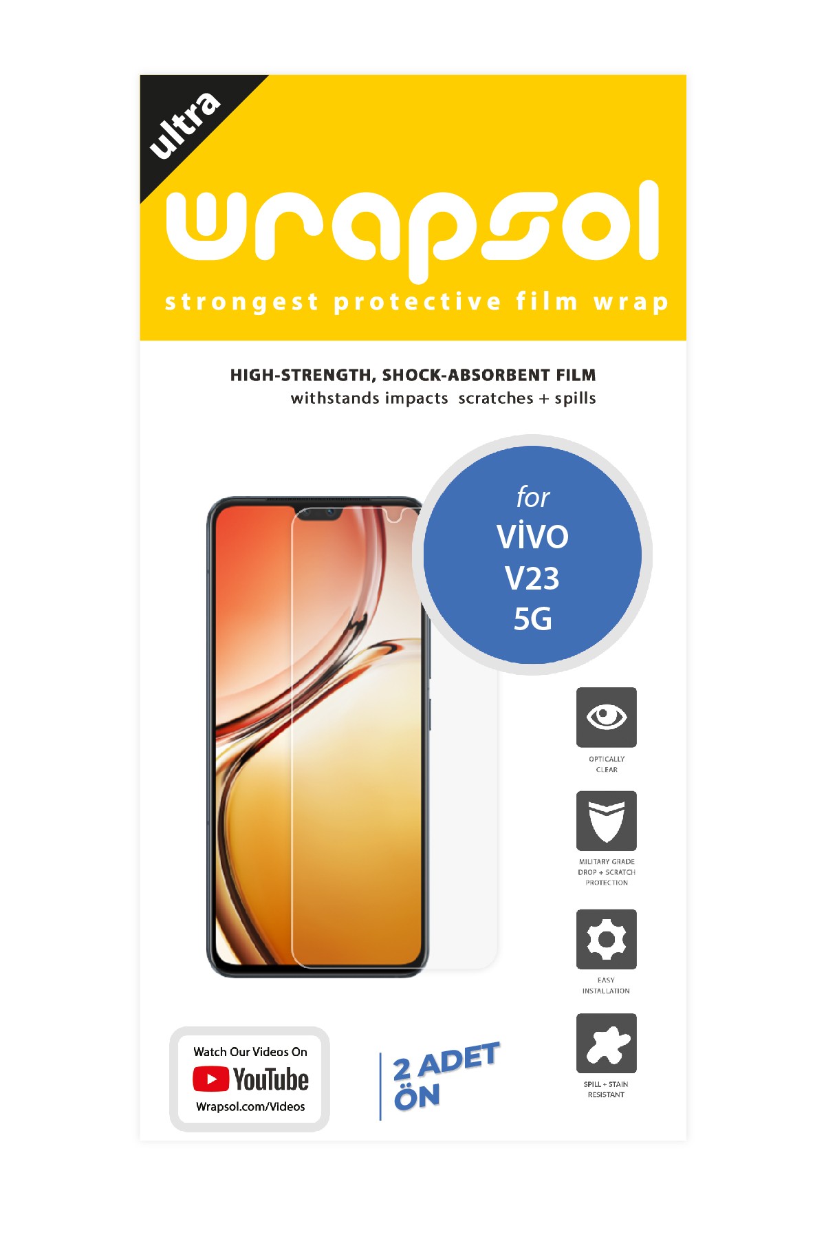 Vivo V23 5G - Ekran Koruyucu Parlak Şeffaf Poliüretan Film (150 mikron)