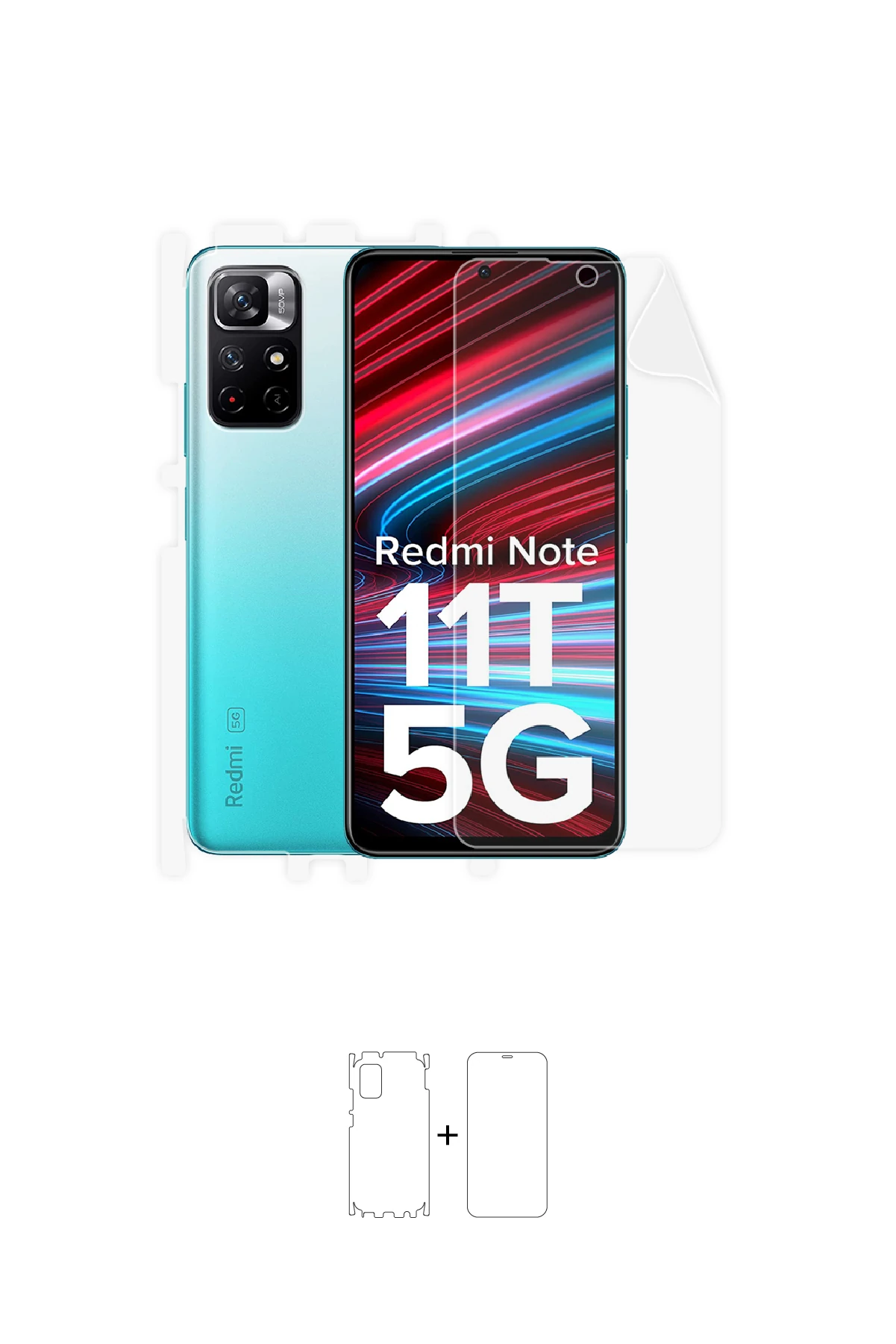 Xiaomi Redmi Note 11T - Fullbody Koruyucu Parlak Şeffaf Poliüretan Film (150 micron)