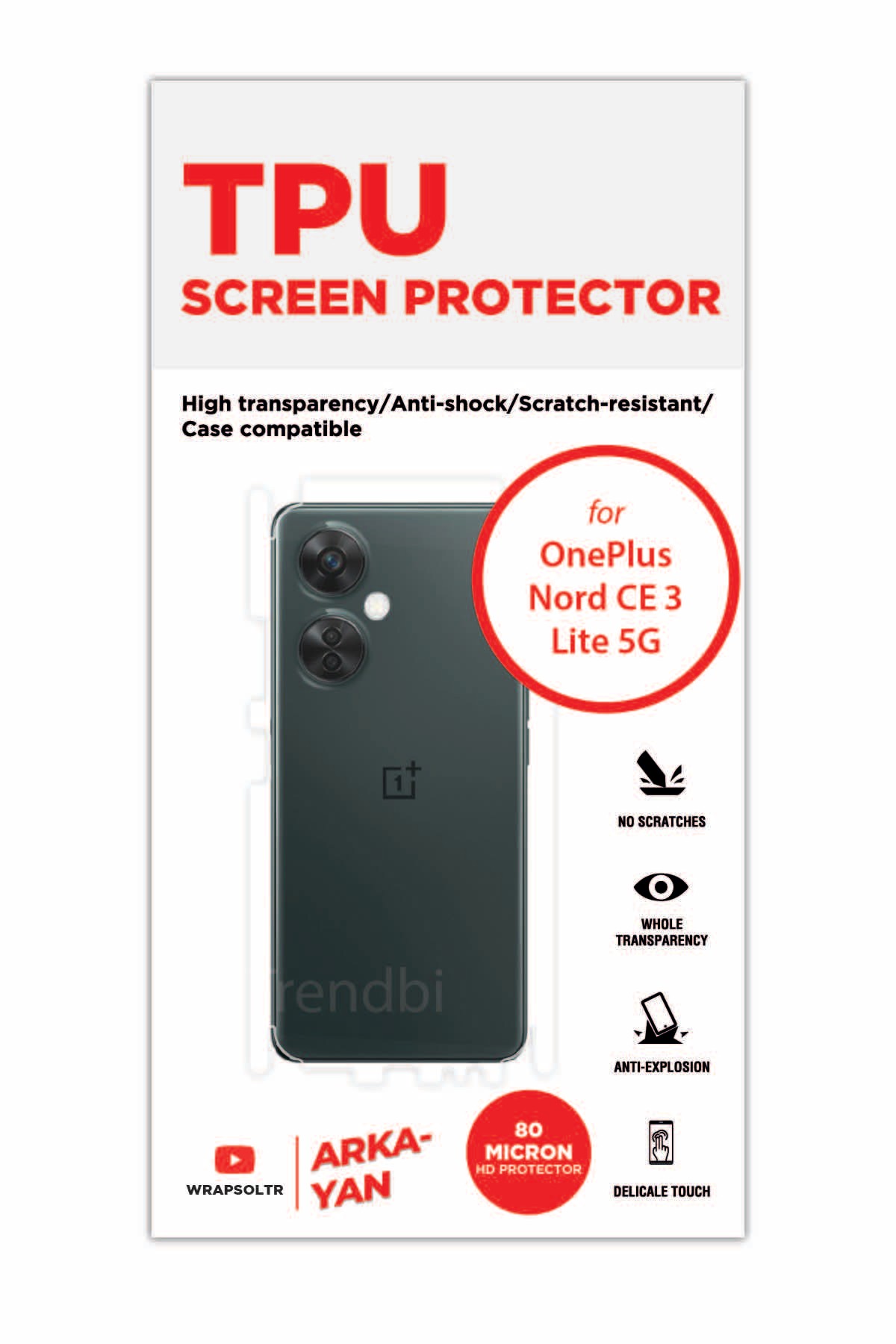 Oneplus Nord CE 3 Lite 5G - Arka/Yan Koruyucu Parlak Şeffaf TPU Film (80 micron)