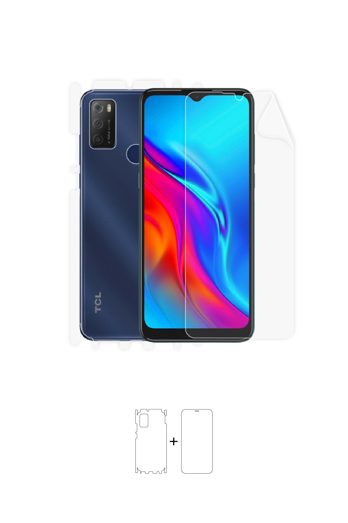 TCL 20e - Fullbody Koruyucu Parlak Şeffaf Poliüretan Film (150 micron)