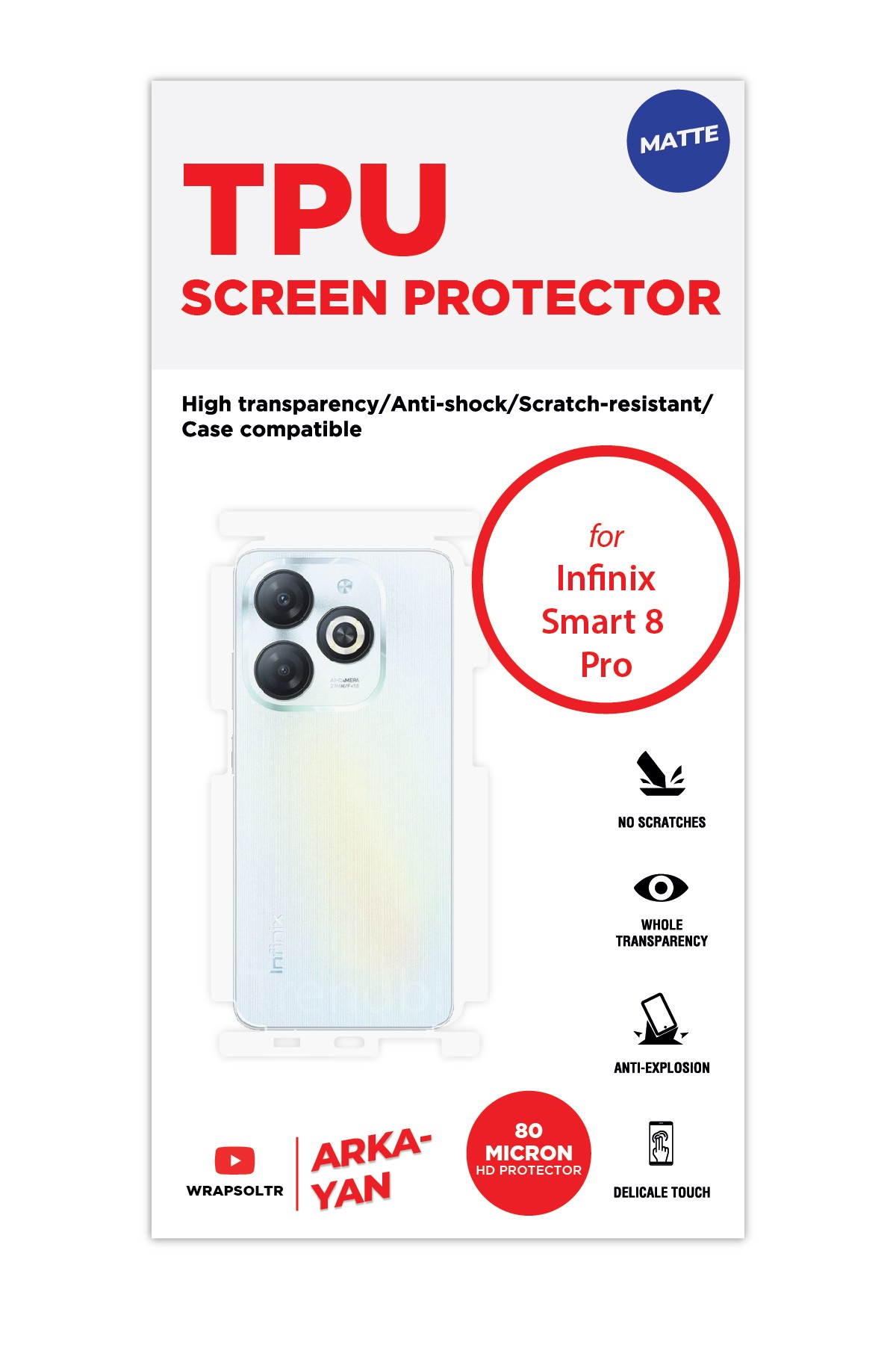 Arka/Yan Koruyucu Mat TPU Film (80 micron)