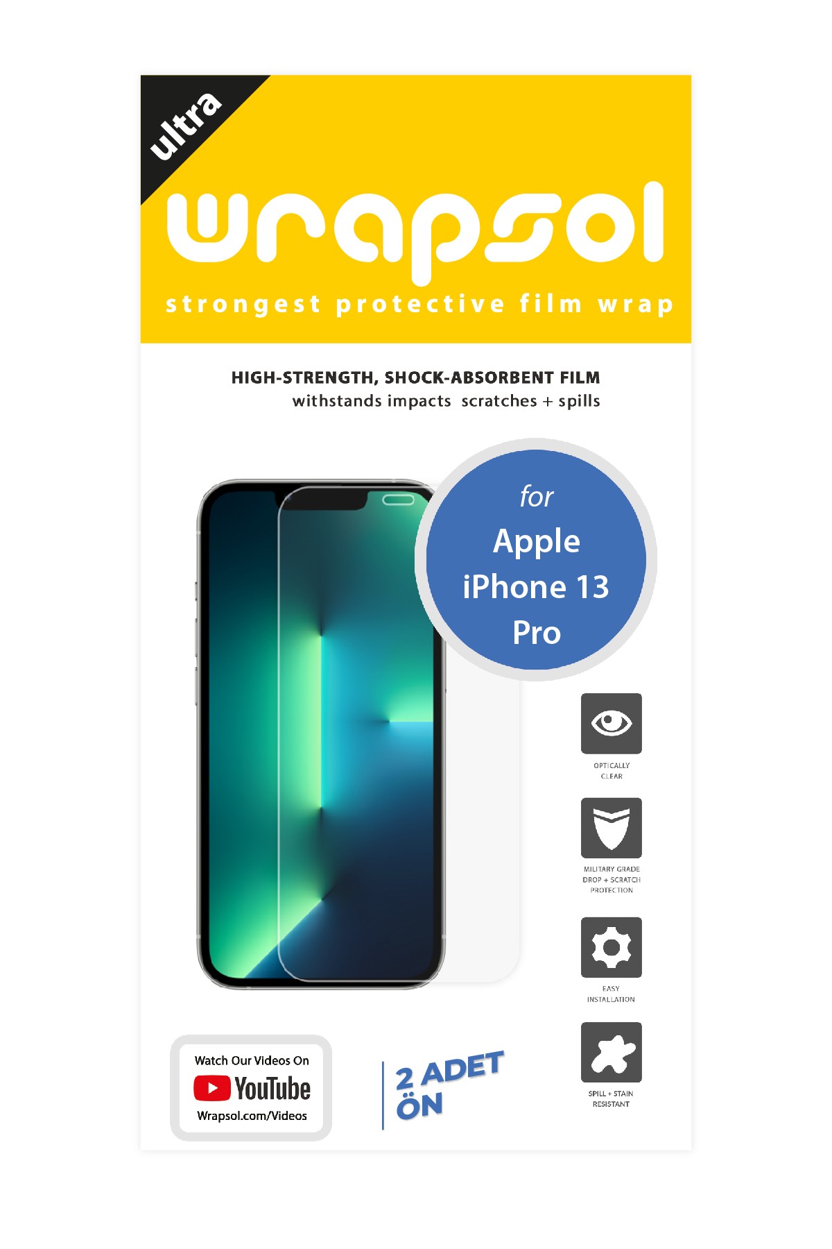 iPhone 13 Pro - Ekran Koruyucu Parlak Şeffaf Poliüretan Film (150 mikron)