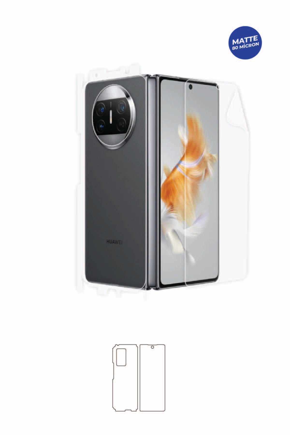 Huawei Mate X3 - Arka/Yan Koruyucu Mat TPU Film (80 micron)