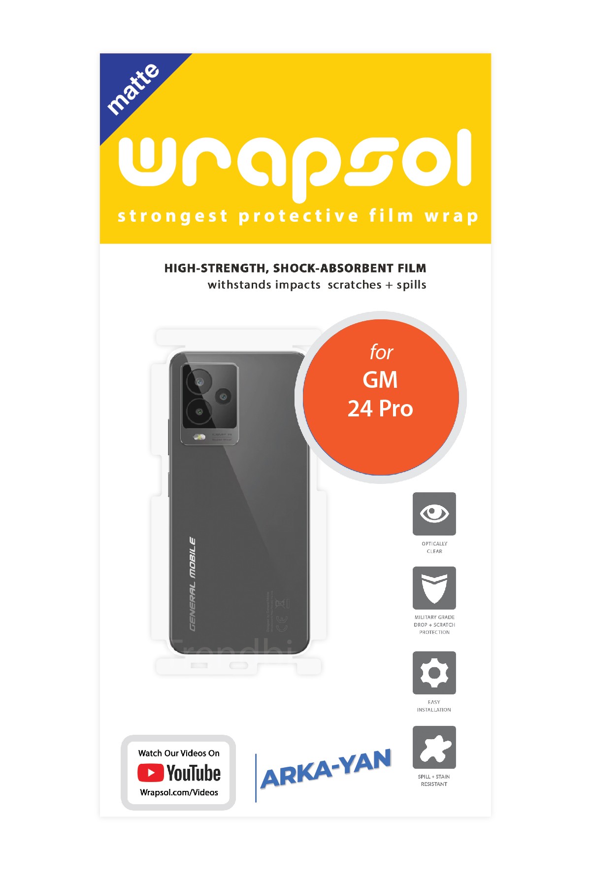 General Mobile GM 24 Pro - Arka/Yan Koruyucu Mat Şeffaf Poliüretan Film (150 micron)