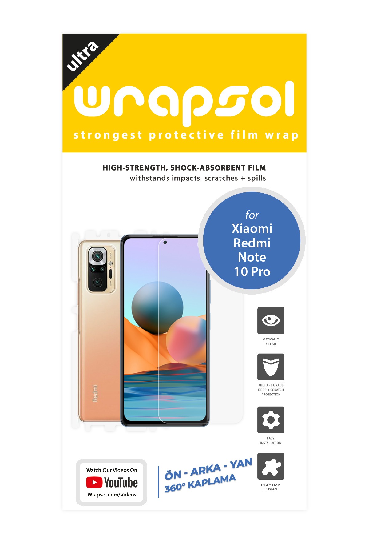 Xiaomi Redmi Note 10 Pro - Fullbody Koruyucu Parlak Şeffaf Poliüretan Film (150 micron)