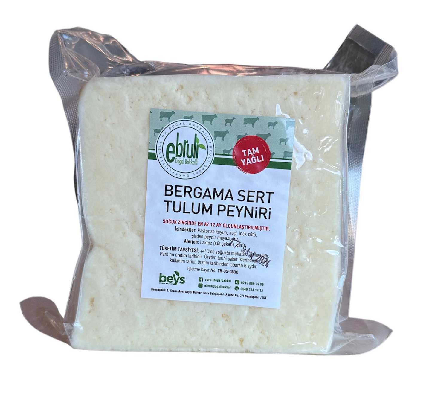 Bergama Sert Tulum Peyniri 500 GR (+-30GR) (Koyun-İnek-Keçi)