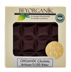 Organik Artizan %100 Bitter Çikolata 40 g - (Şekersiz)