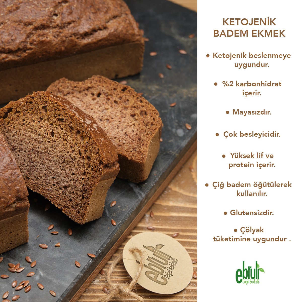 10 AL AZ ÖDE Badem Ekmeği Ketojenik Glutensiz Bademek