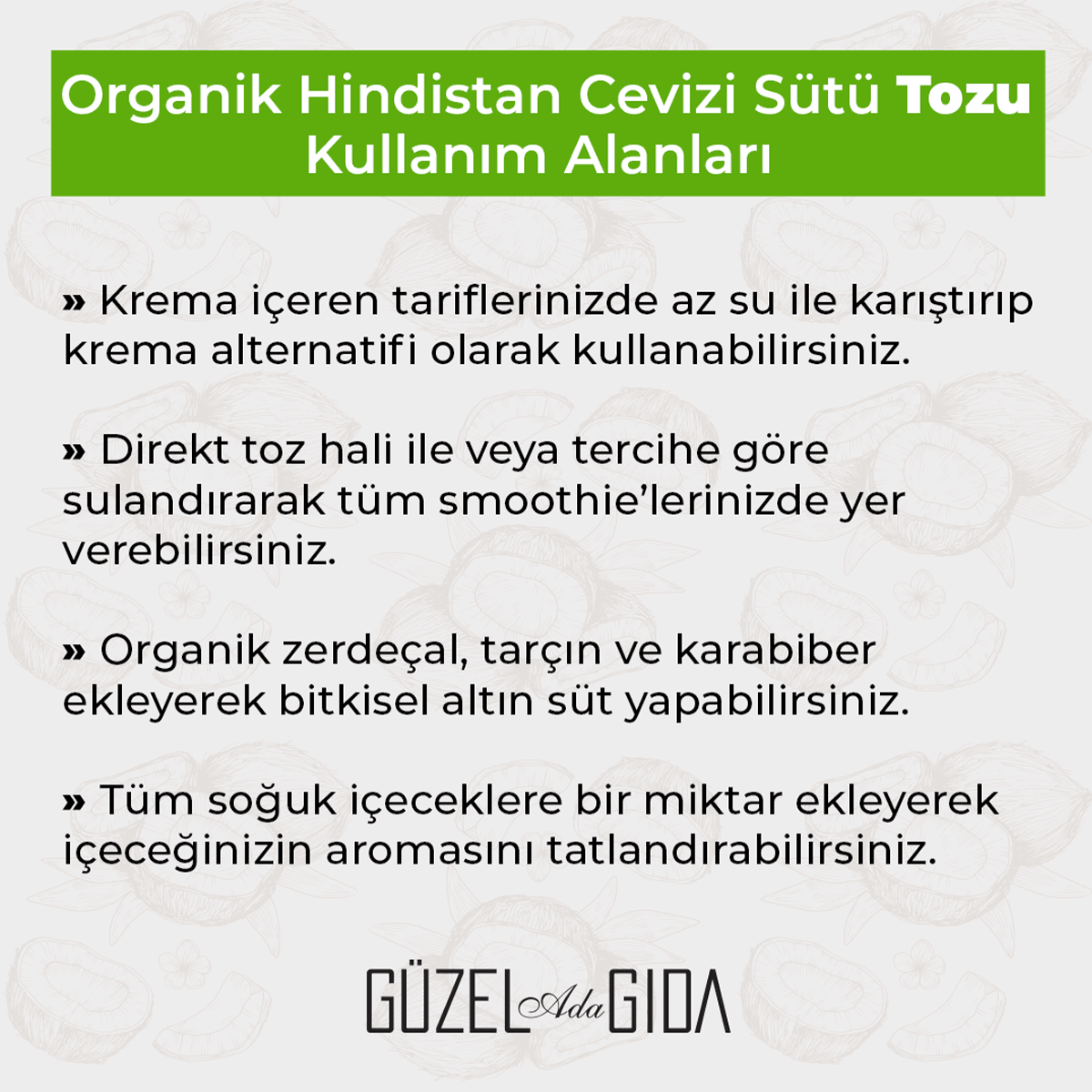 Organik Hindistancevizi Sütü Tozu 120g