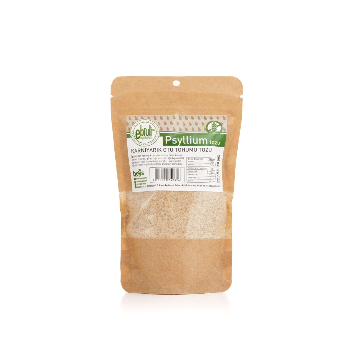 Glutensiz Karnıyarık Otu Tozu - Psyllium 200 Gr