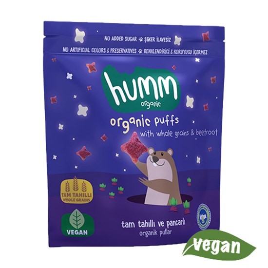 Organik Vegan Tam Tahıllı ve Pancarlı Puflar 30 gr.