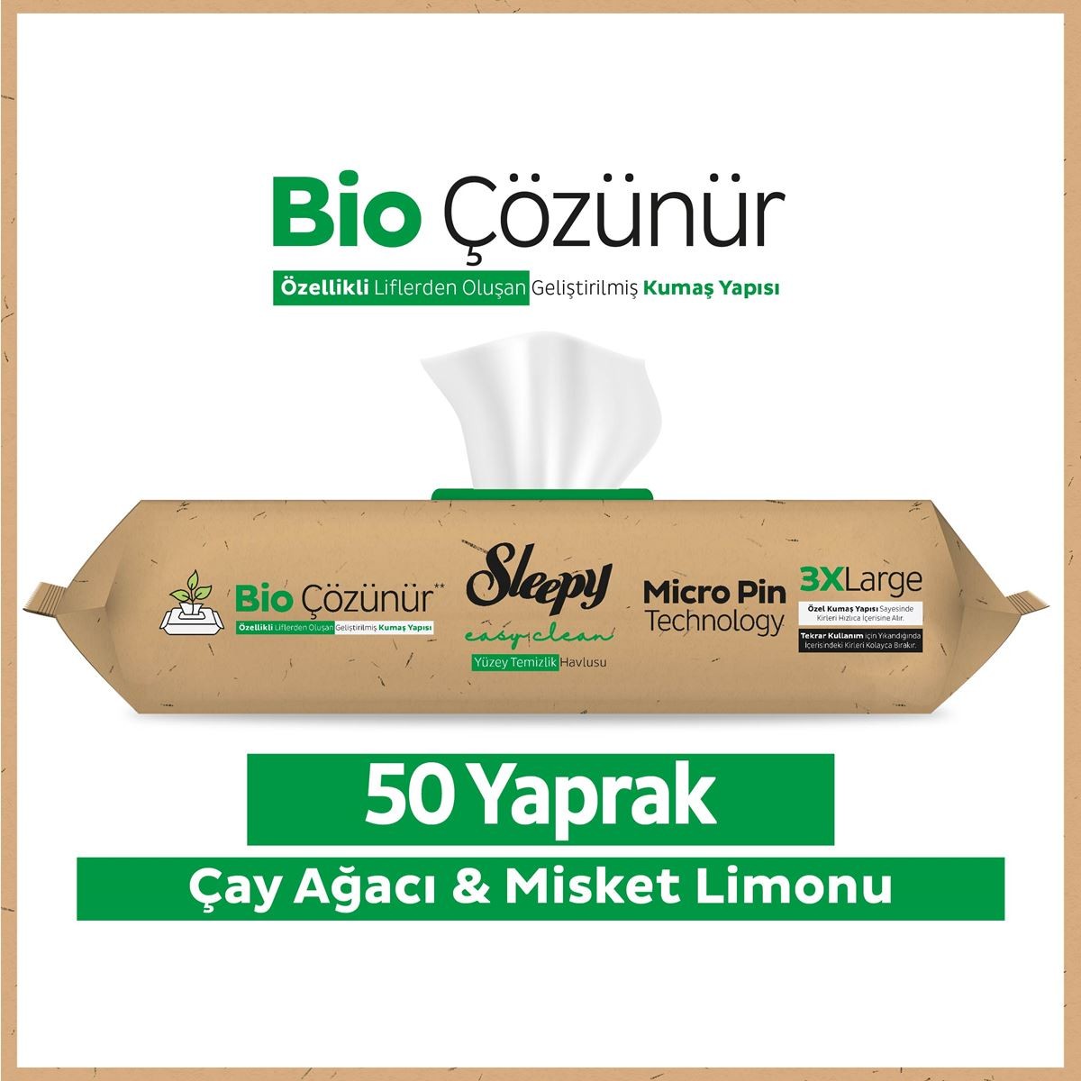 Bio Çözünür Temizlik Bezi Çay Ağacı&Misket Limonu