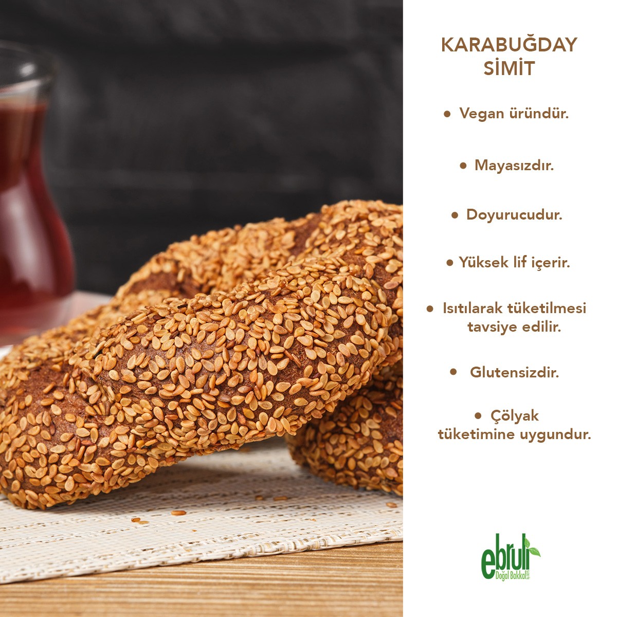 Karabuğday Simit Glutensiz Vegan (2 Adet)