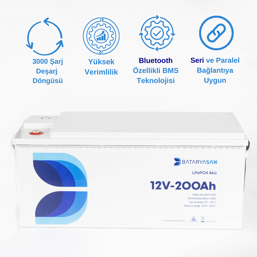 Bataryasan 12V 200Ah (LiFePO4) Lityum Akü