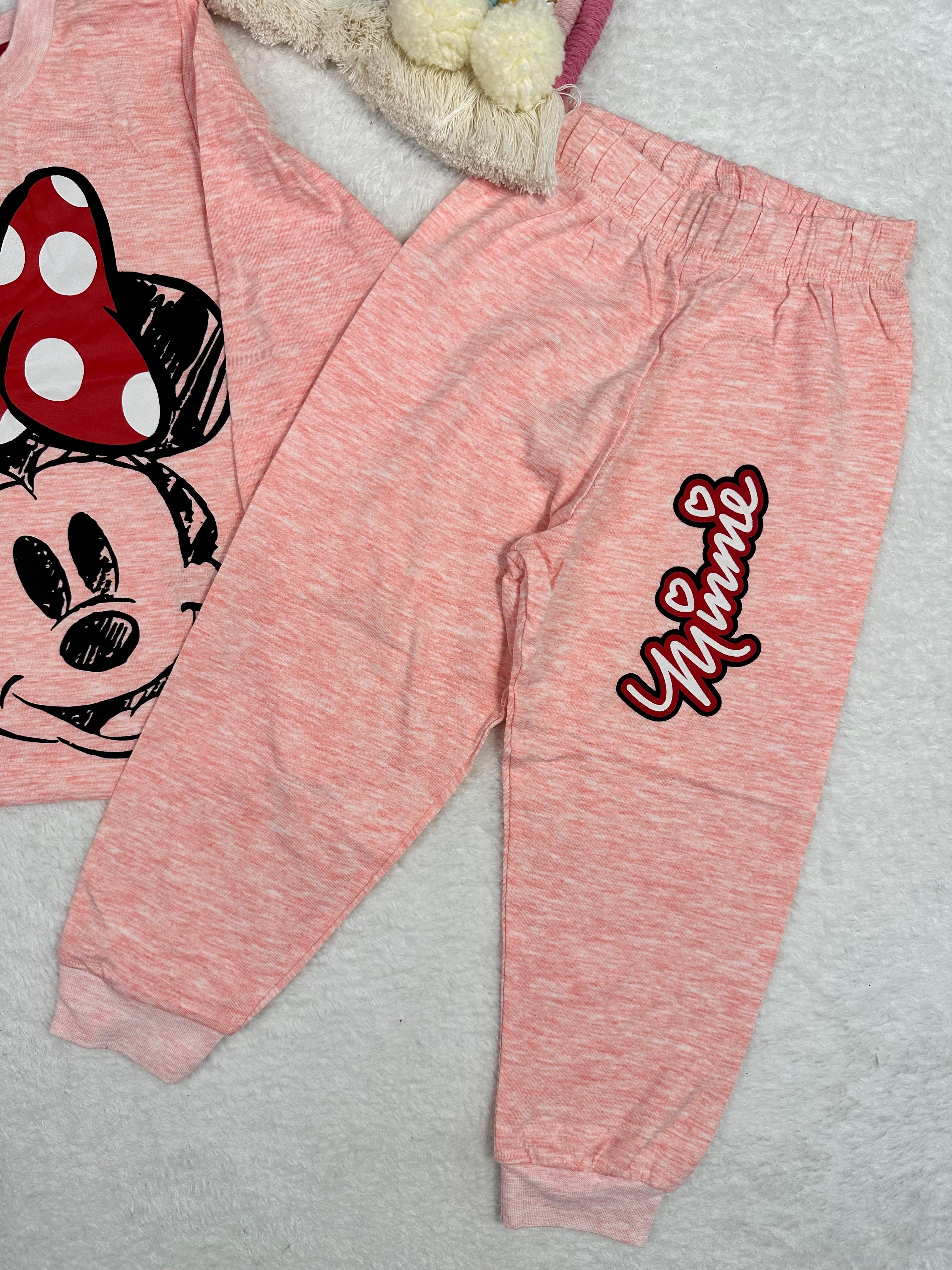 MinyKids Minnie Mouse Desen Pembe Kız Çocuk Pijama Takım