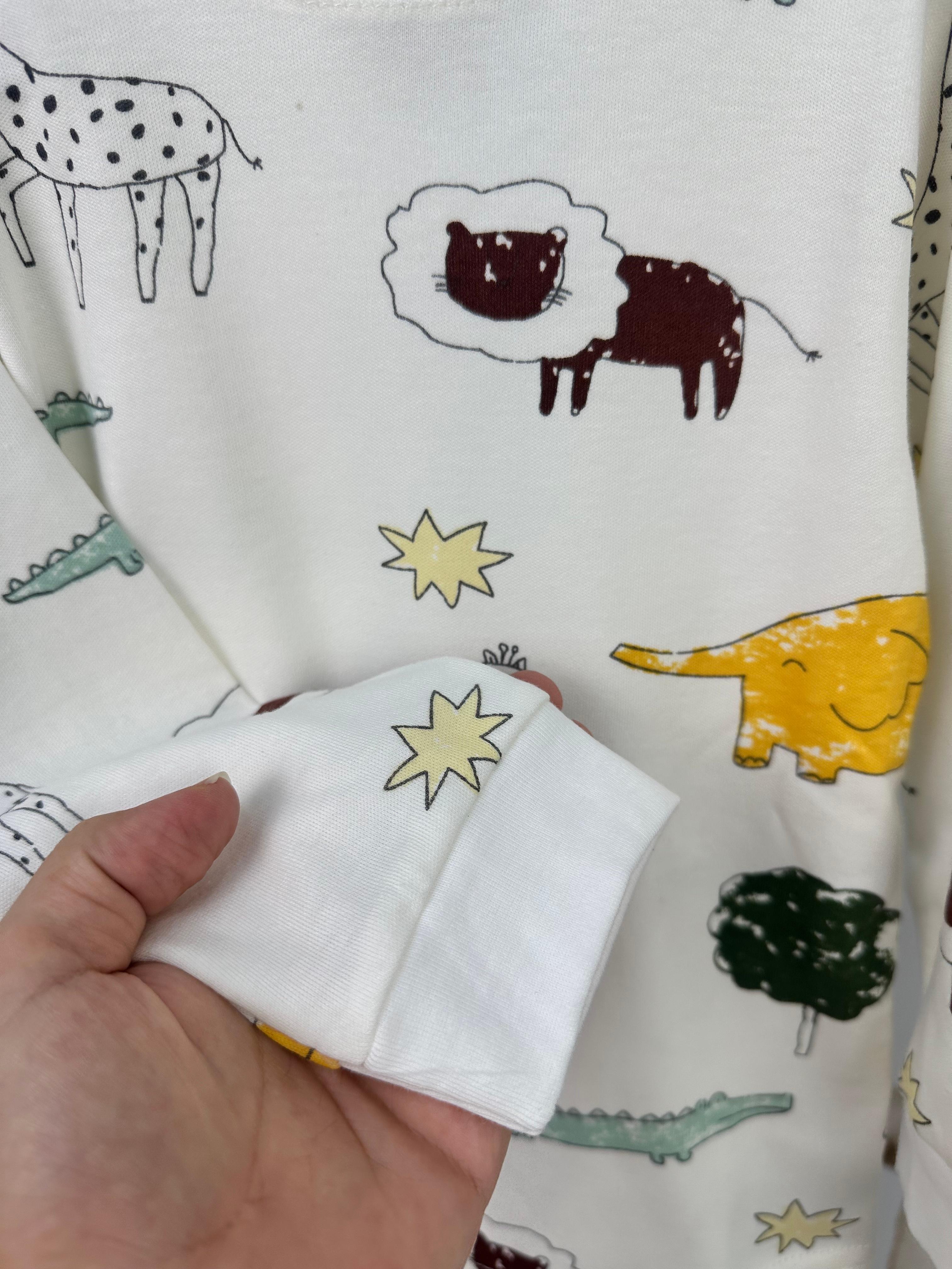 MinyKids Hayvan Desen Beyaz Erkek Çocuk Pijama Takım
