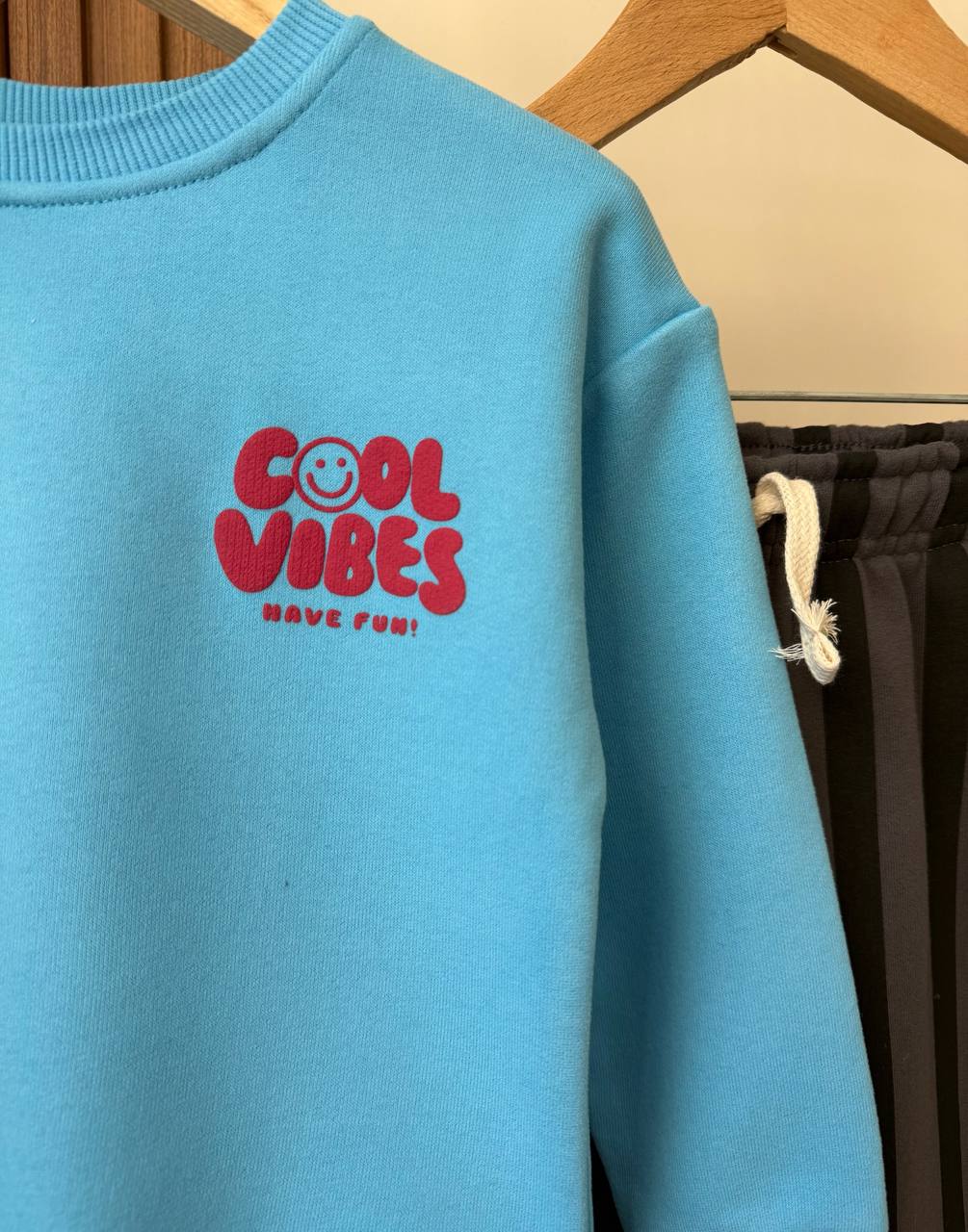 Cool Vibes Desen Mavi %100 Pamuk Çizgili Erkek Çocuk Alt Üst Takım