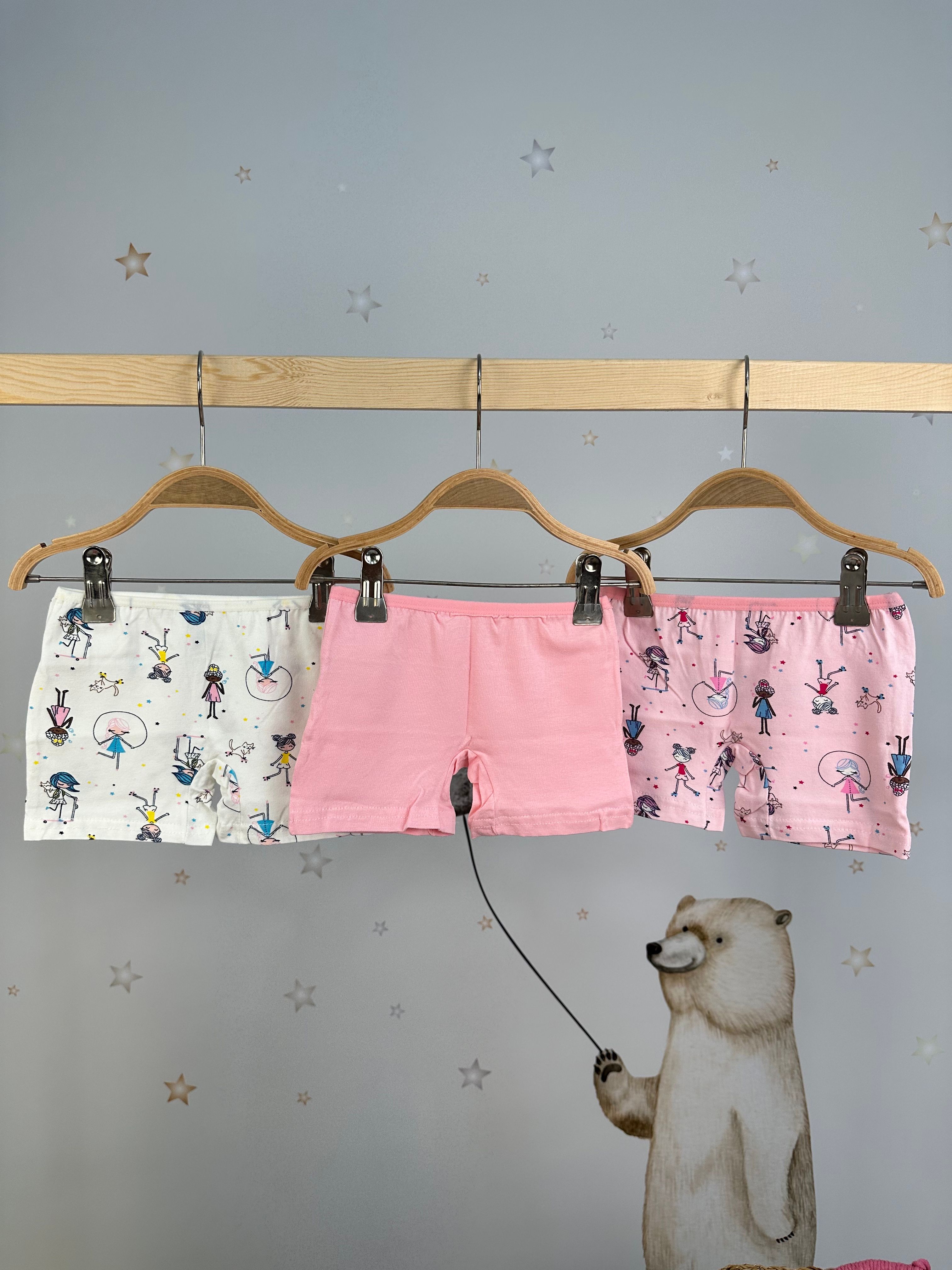 MinyKids Sevimli Kız Desenli 3'lü Boxer Set