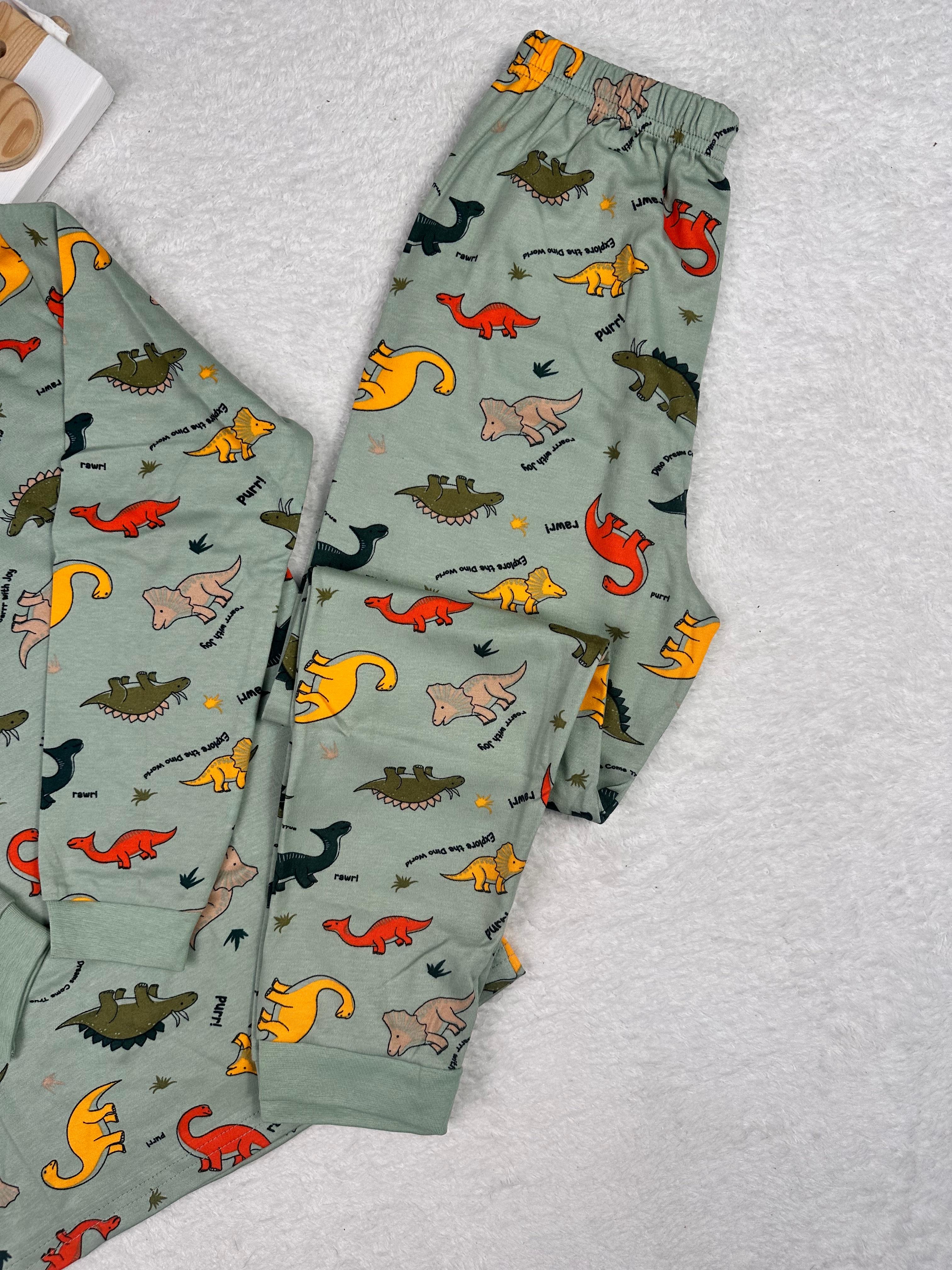 MinyKids Dinozor Desen Yeşil Erkek Çocuk Pijama Takım