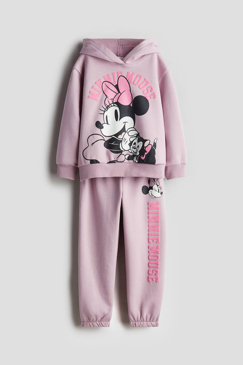 Minnie Mouse Desen Pembe Kapşonlu Kız Çocuk Takım