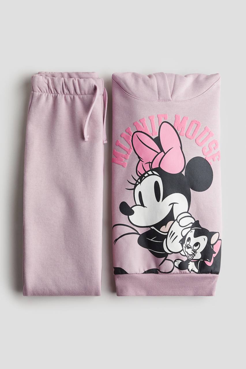 Minnie Mouse Desen Pembe Kapşonlu Kız Çocuk Takım