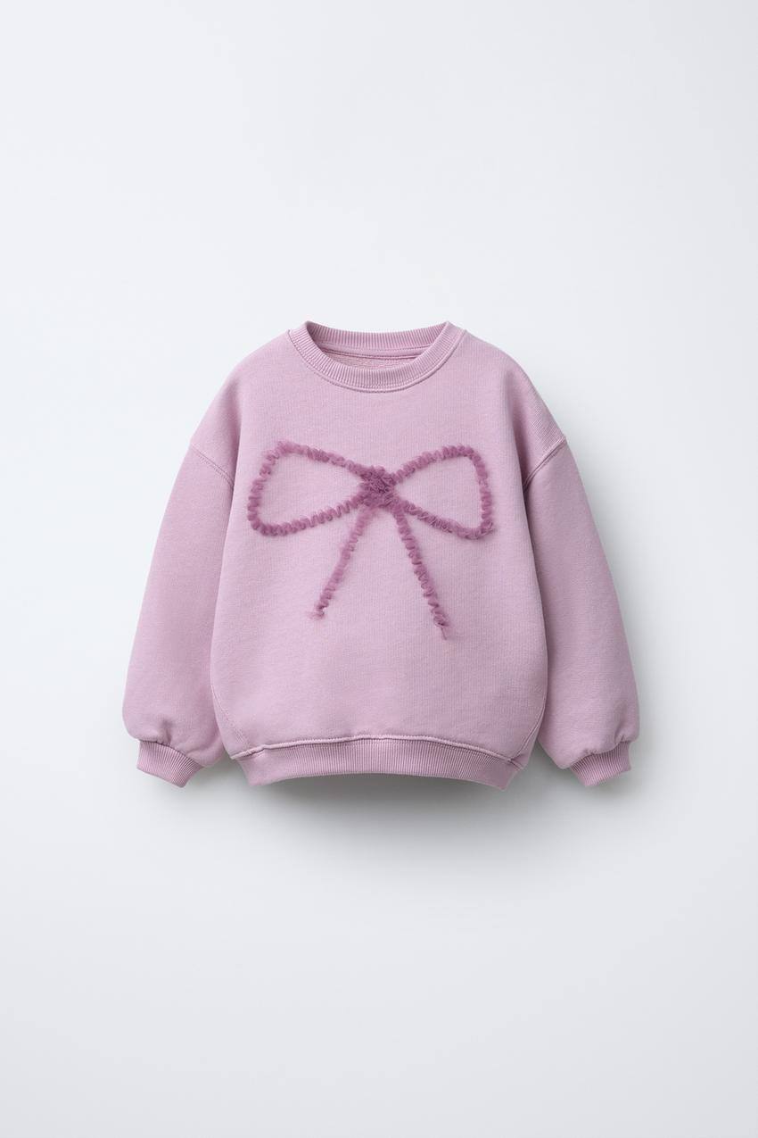 Lisanslı La'ciel Paris Pamuklu Pembe Fiyonk Desenli Sweatshirt