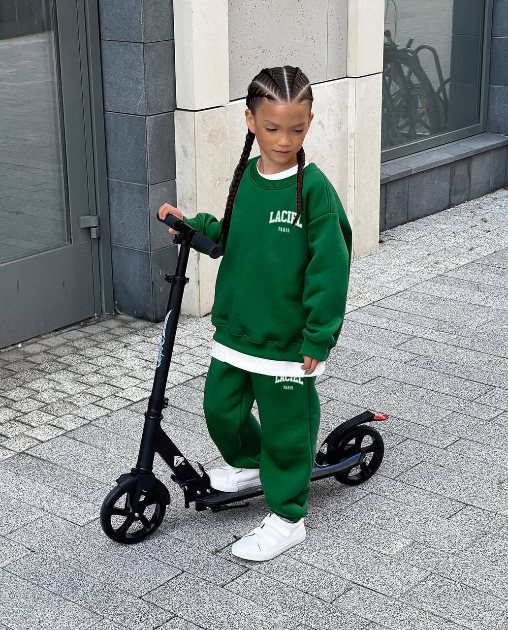 Lisanslı La'ciel Paris Unisex Yeşil Sloganlı Takım