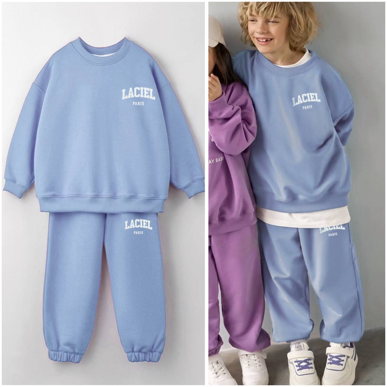 Lisanslı La'ciel Paris Unisex Bebe Mavisi Sloganlı Takım