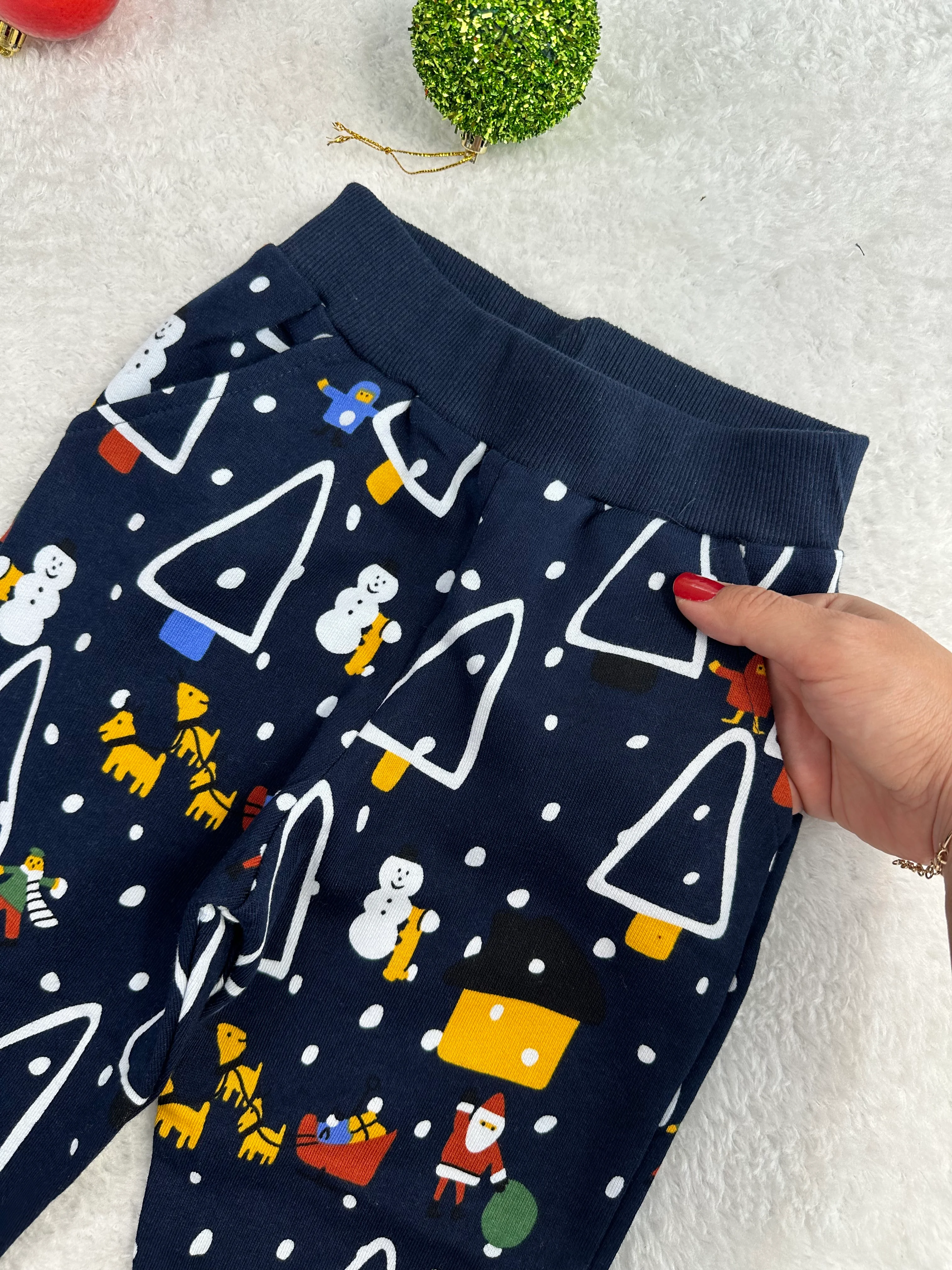 Yılbaşı Desen Cepli 3İplik Erkek Çocuk Pijama Takım