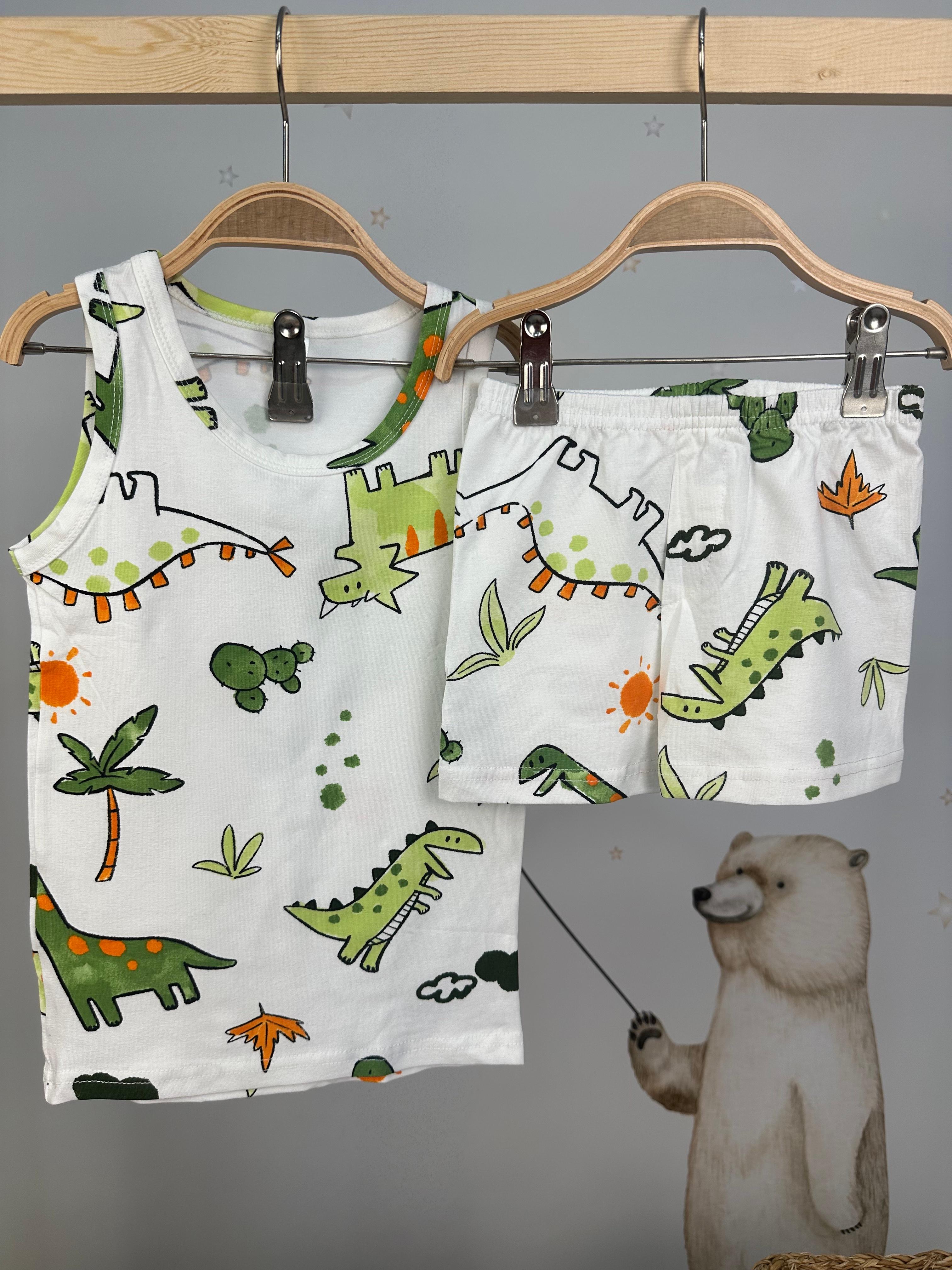 MinyKids Dinozor Desenli Atlet Boxer Takım