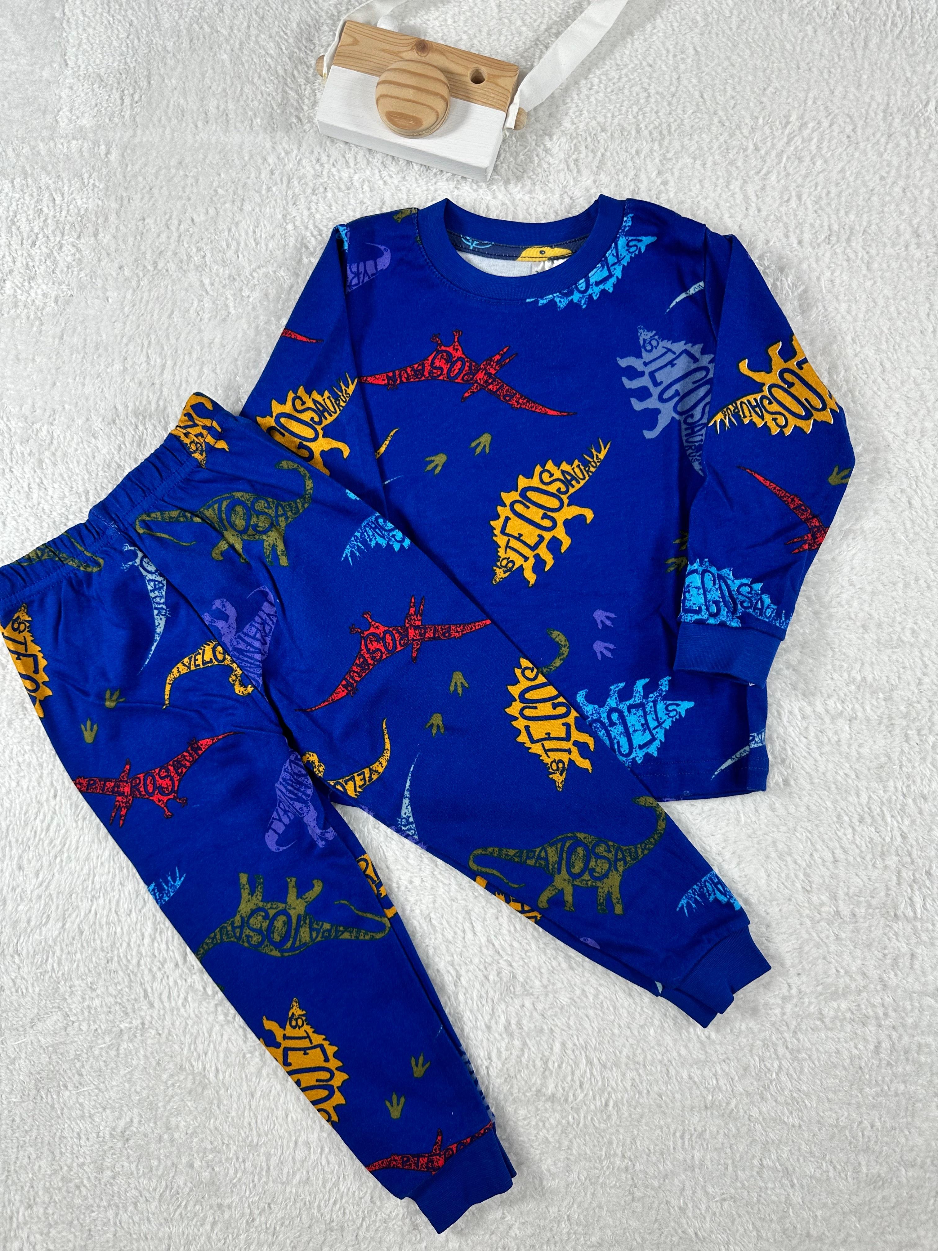 MinyKids Dinozor Desen Lacivert Erkek Çocuk Pijama Takım