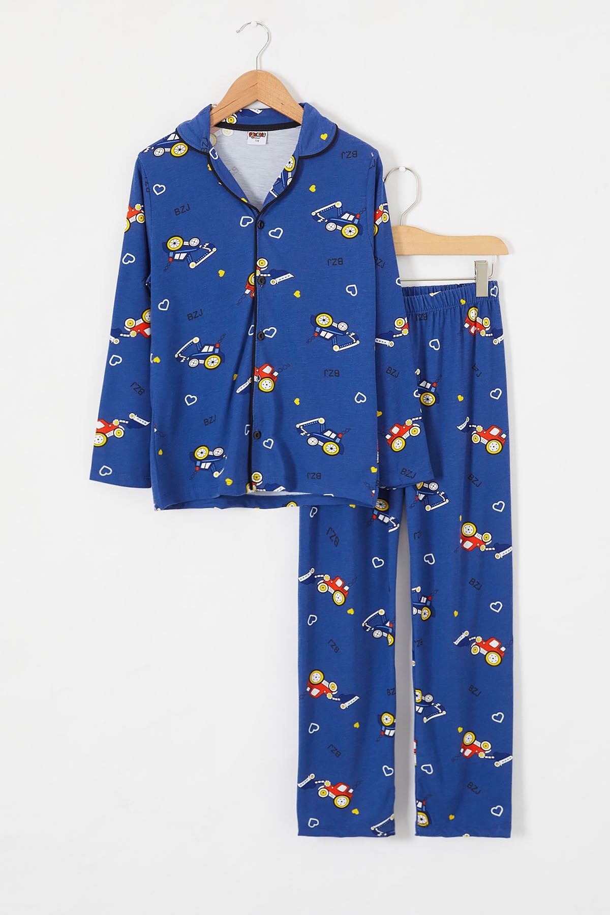 MinyKids Araba Desen Lacivert Erkek Çocuk Pijama Takım