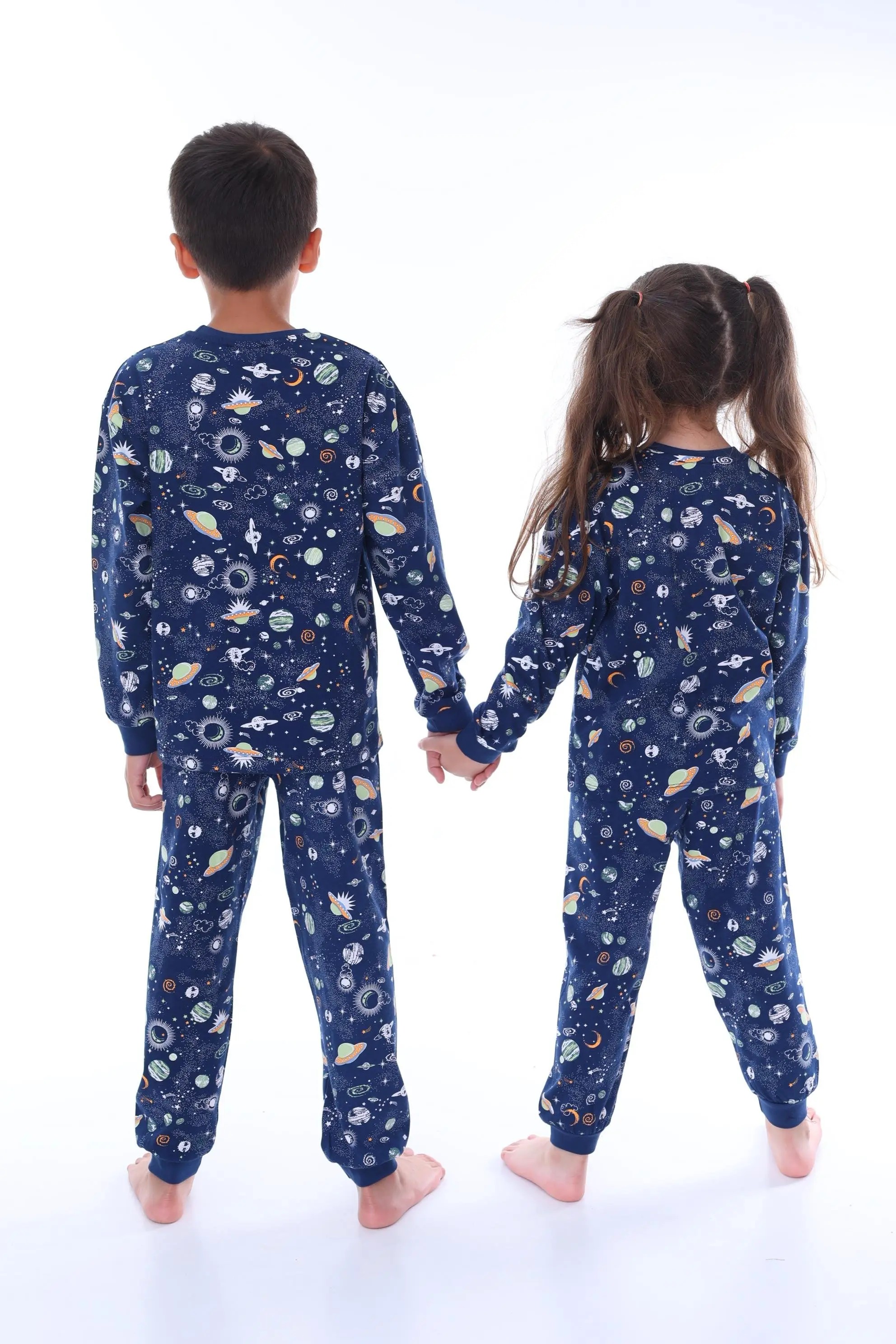 MinyKids Uzay Desen Çocuk Unisex Pijama Takımı