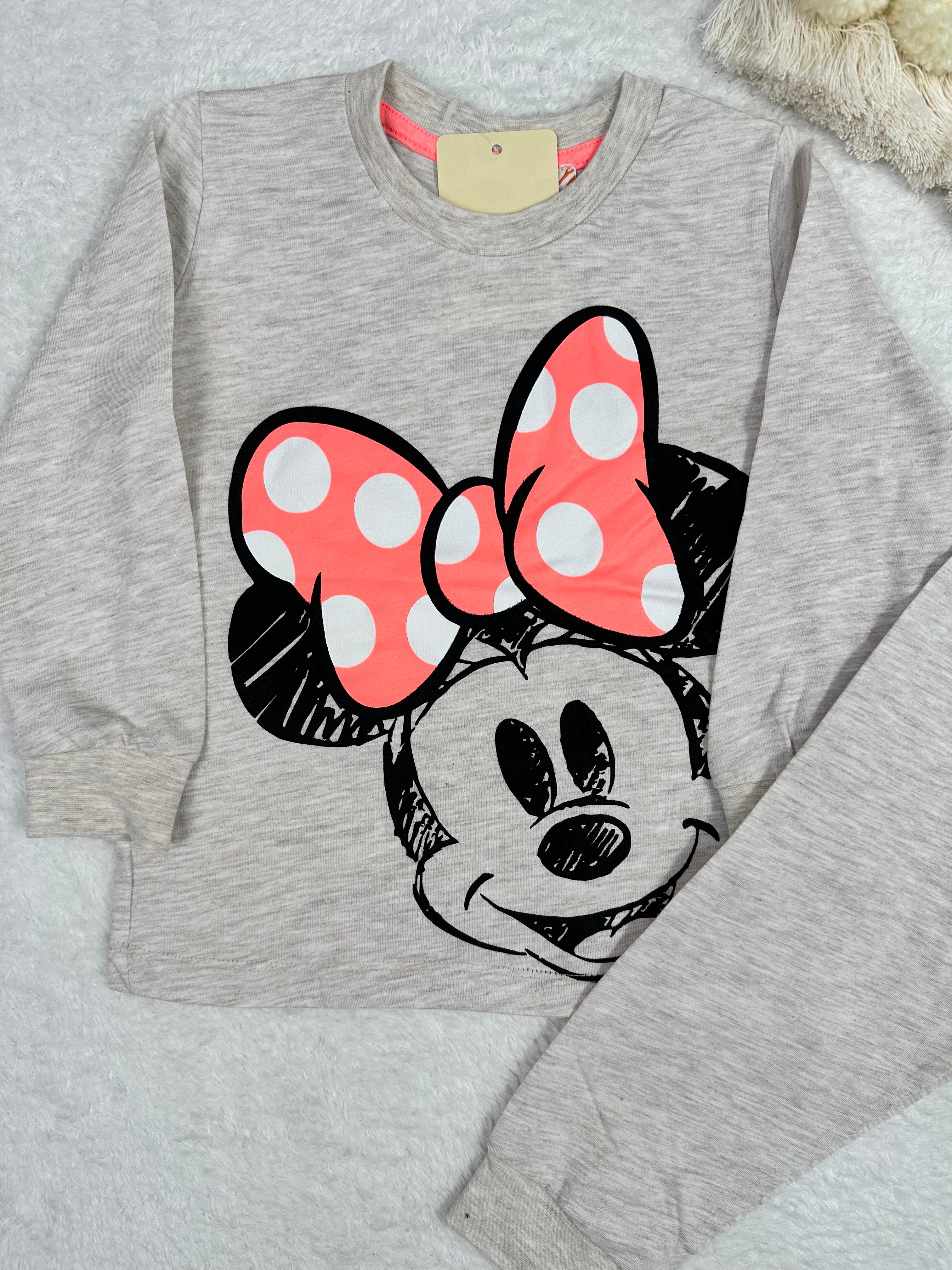 MinyKids Minnie Mouse Desen Krem Kız Çocuk Pijama Takım