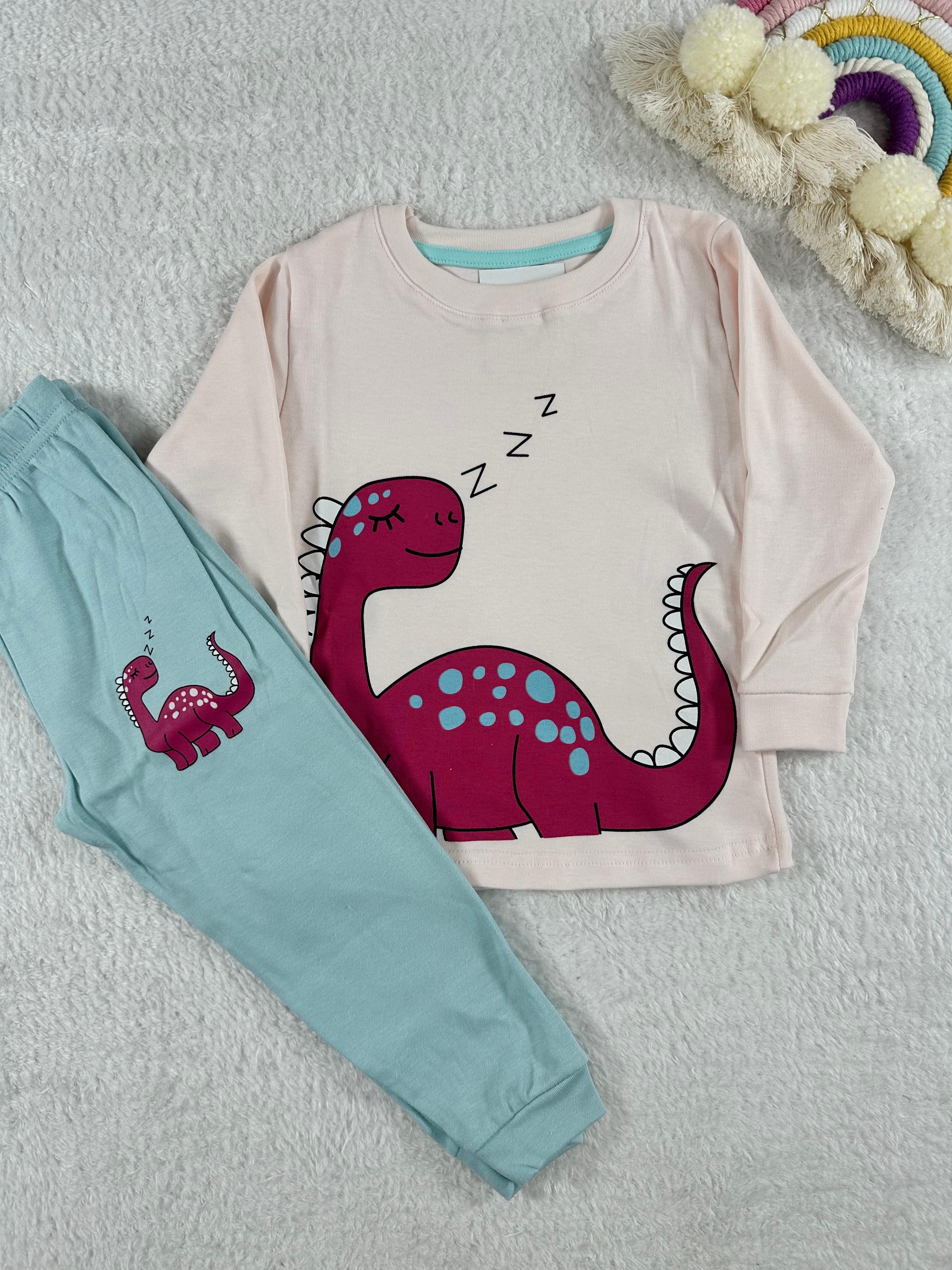 MinyKids Dinozor Desen Kız Çocuk Pijama Takım