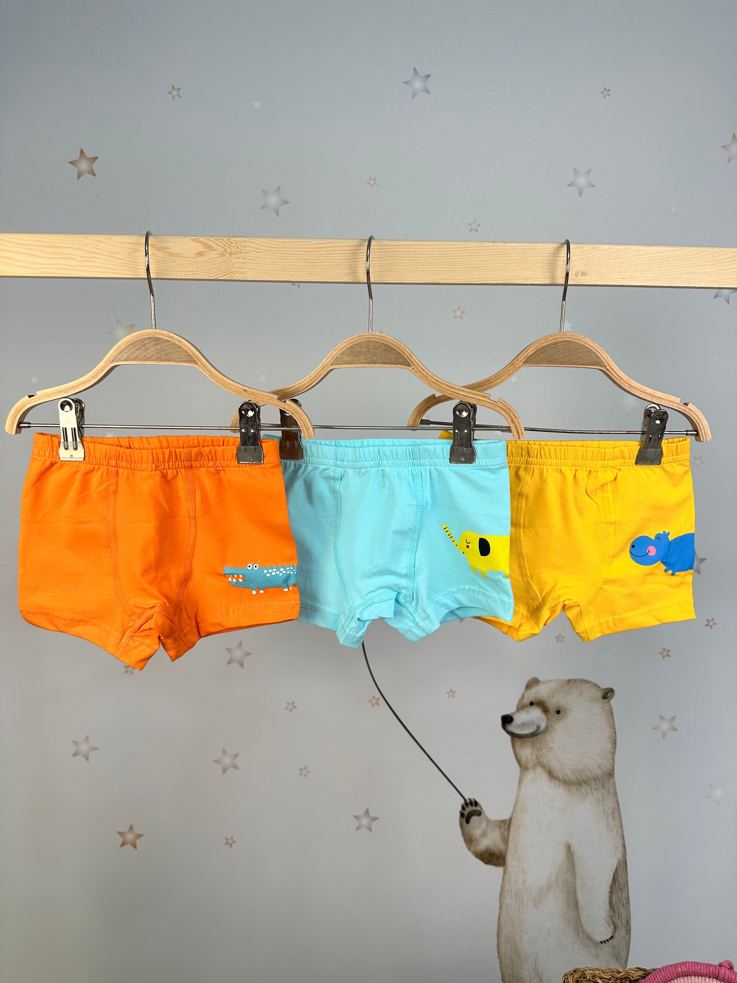 MinyKids Hayvan Desenli 3'lü Boxer Set