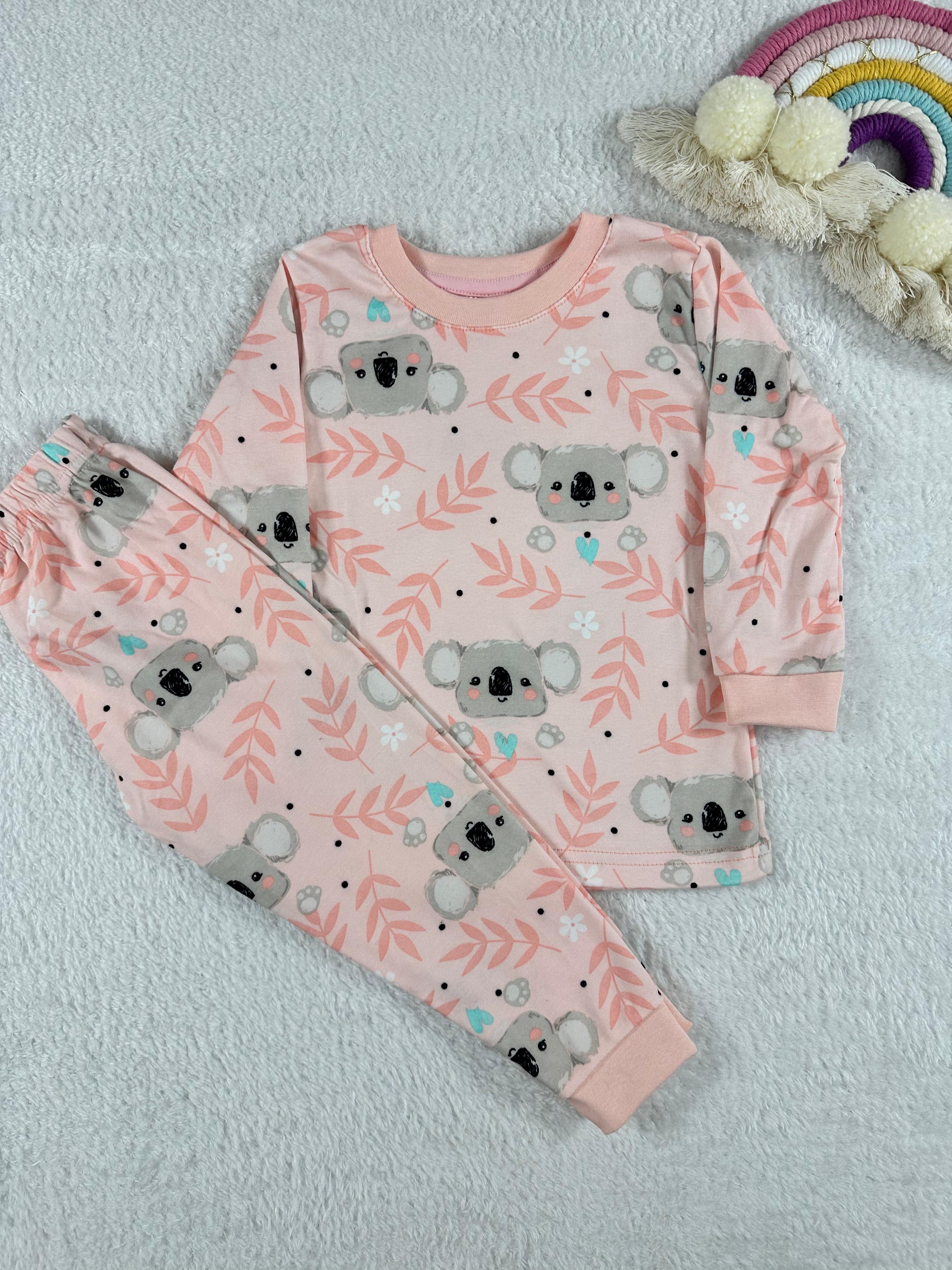 MinyKids Koala Desen Pudra Kız Çocuk Pijama Takım